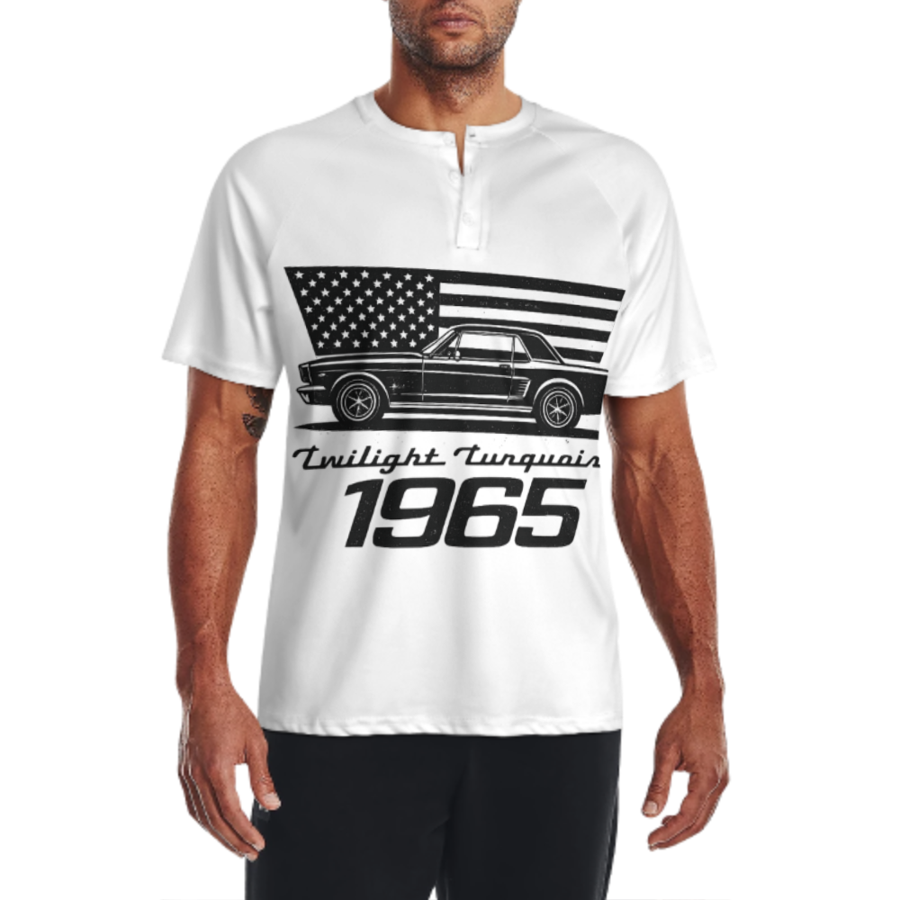 1965 Classic Muscle Car Graphic T-Shirt – Vintage American Flag Retro Car Enthusiast Tee(z197)