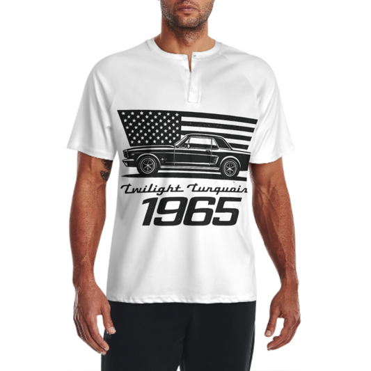 1965 Classic Muscle Car Graphic T-Shirt – Vintage American Flag Retro Car Enthusiast Tee(z197)