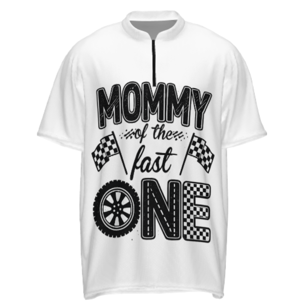 Funny Racing Mom Graphic Tee – “Mommy of the Fast One” Family Race Day Shirt(z201)