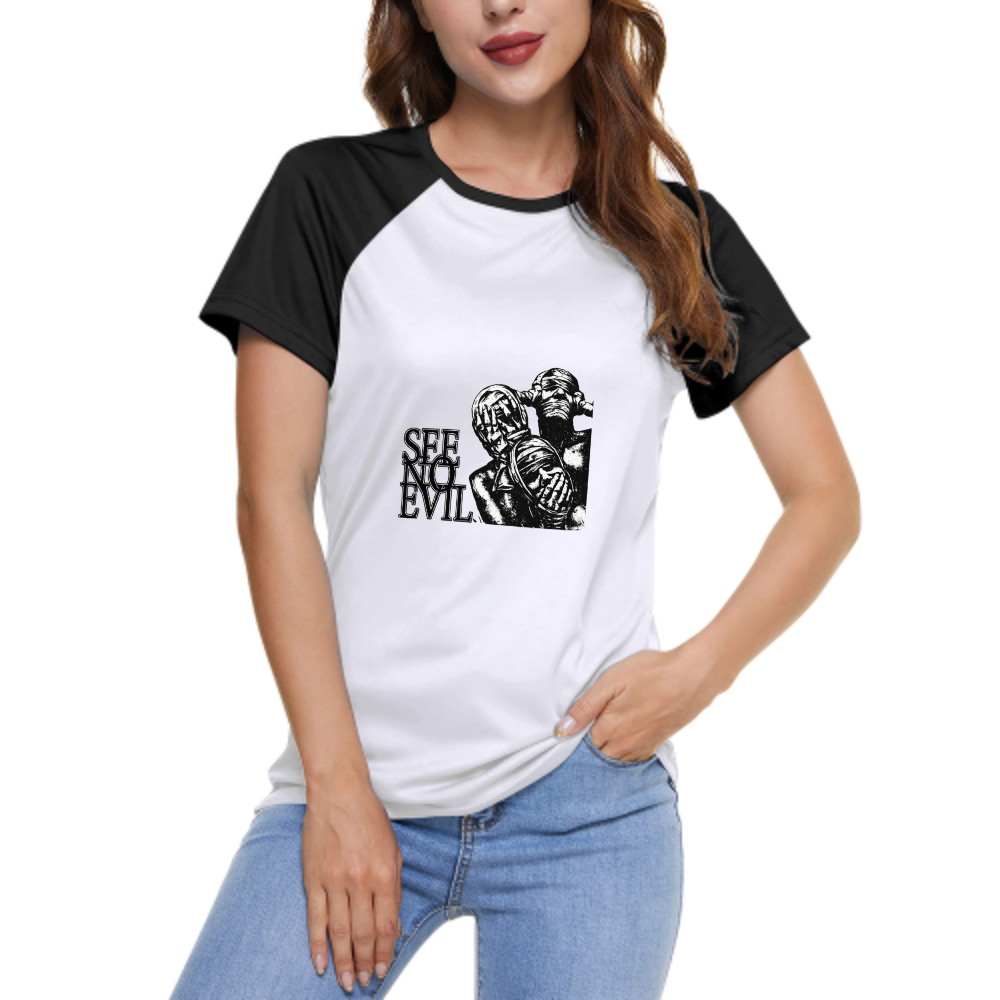 See No Evil Gothic Graphic T-Shirt – Dark Aesthetic Streetwear Tee with Vintage Horror Art(z217)