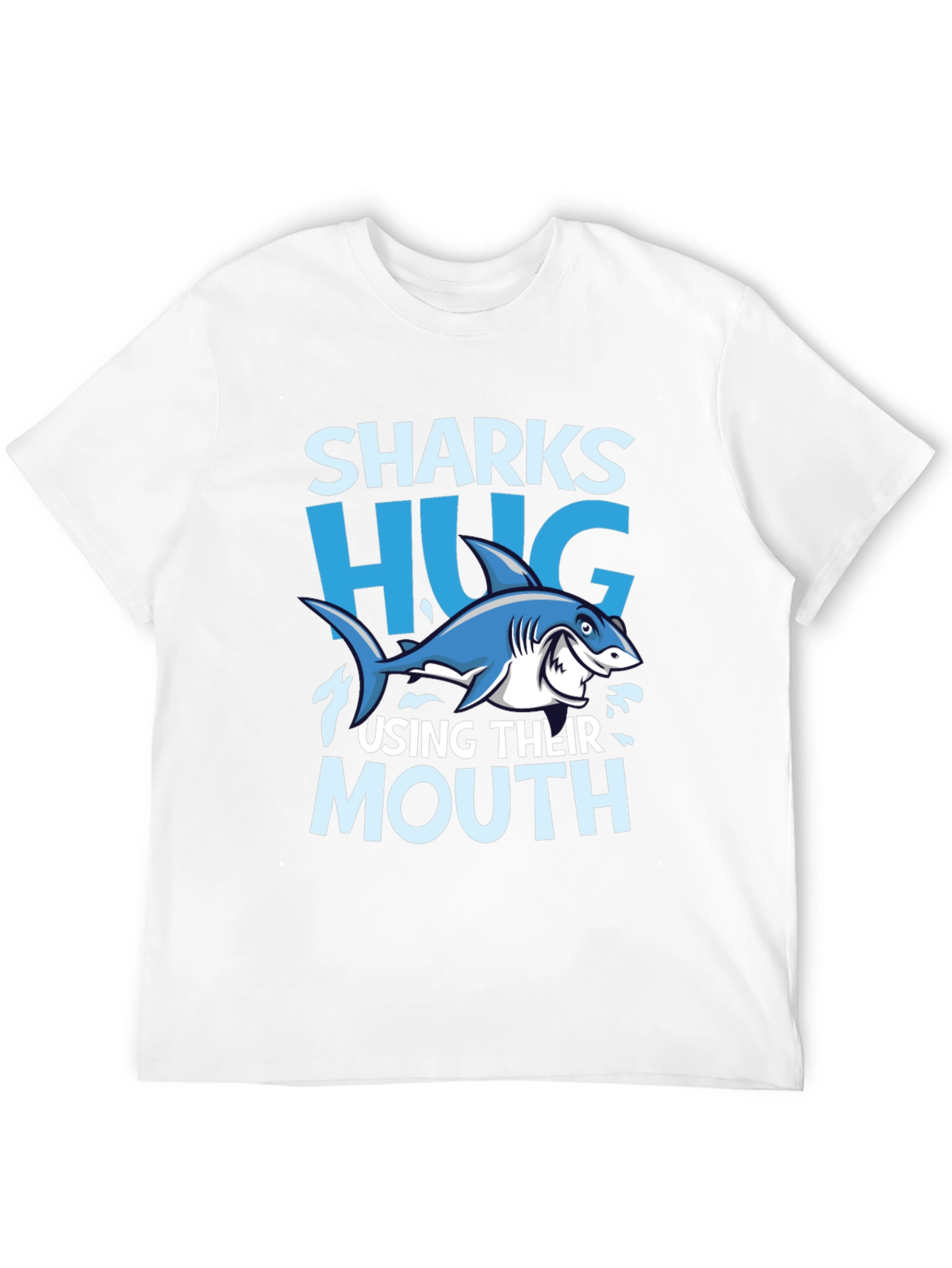 Funny Sharks Hug with Mouth Black T-Shirt