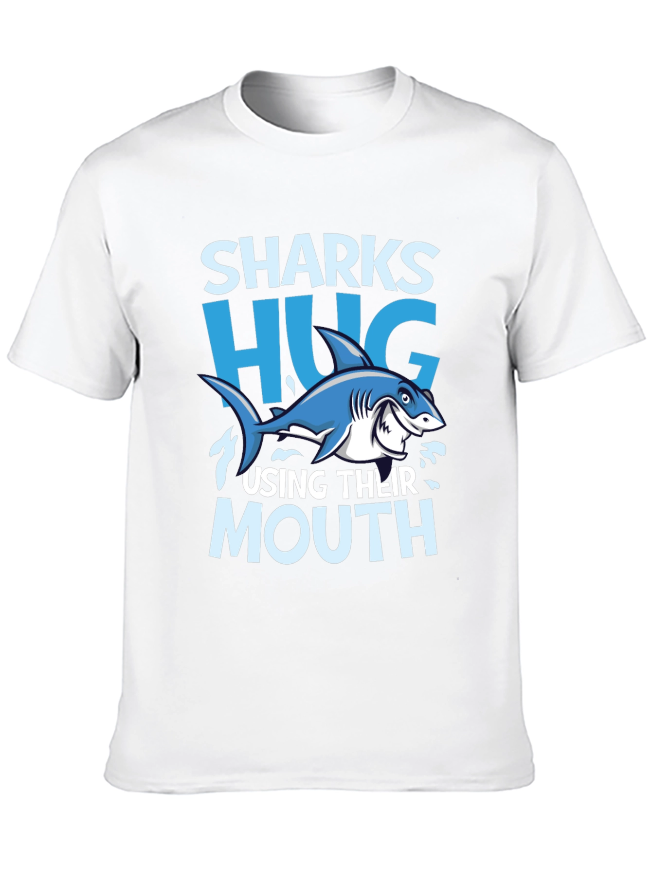 Funny Sharks Hug with Mouth Black T-Shirt