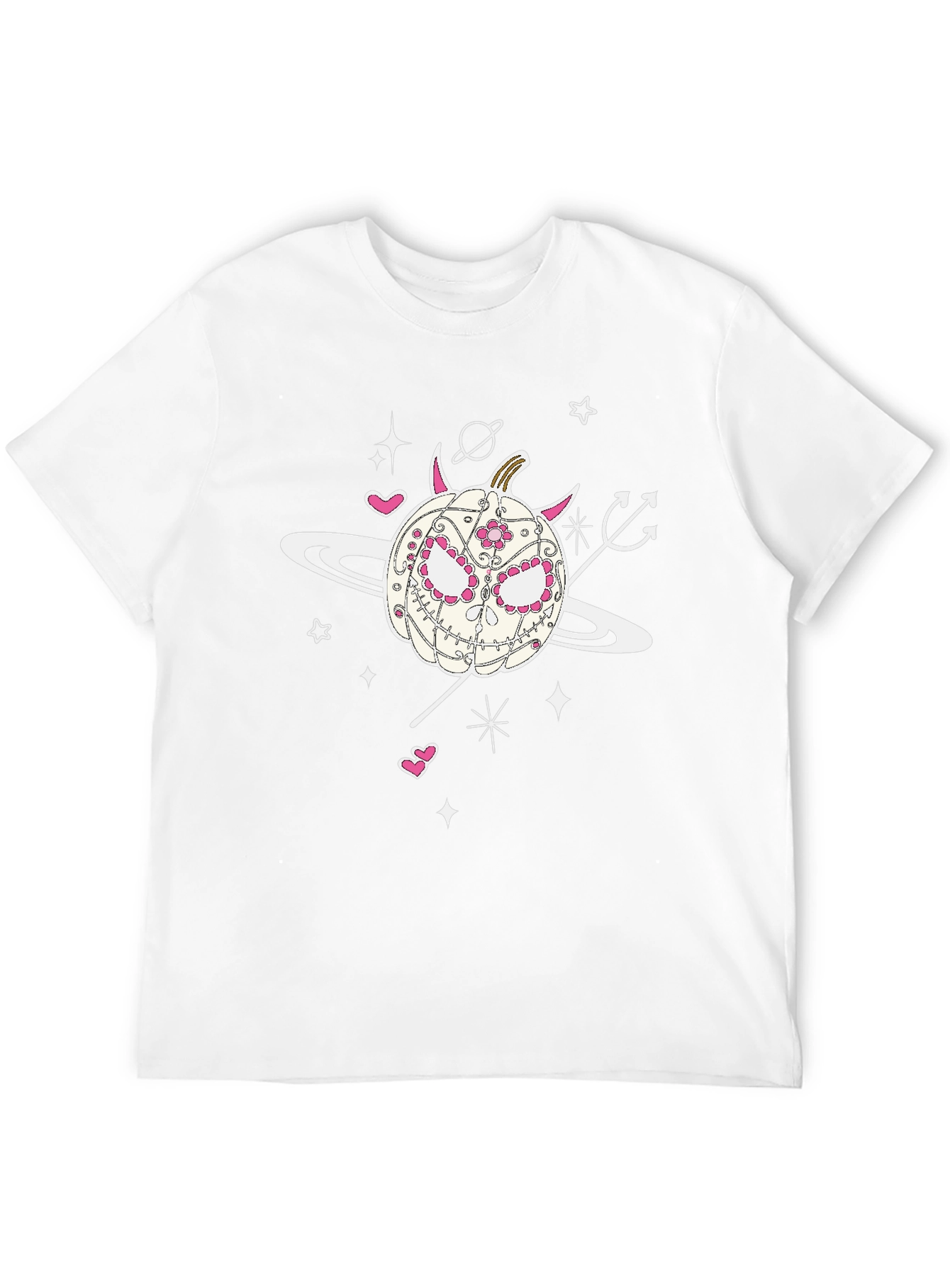Sugar Skull Pumpkin Tee - Halloween Spooky Space Vibes