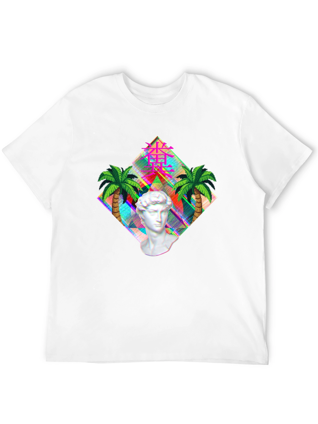 Vaporwave Statue Graphic T-Shirt - Mens Black Tee
