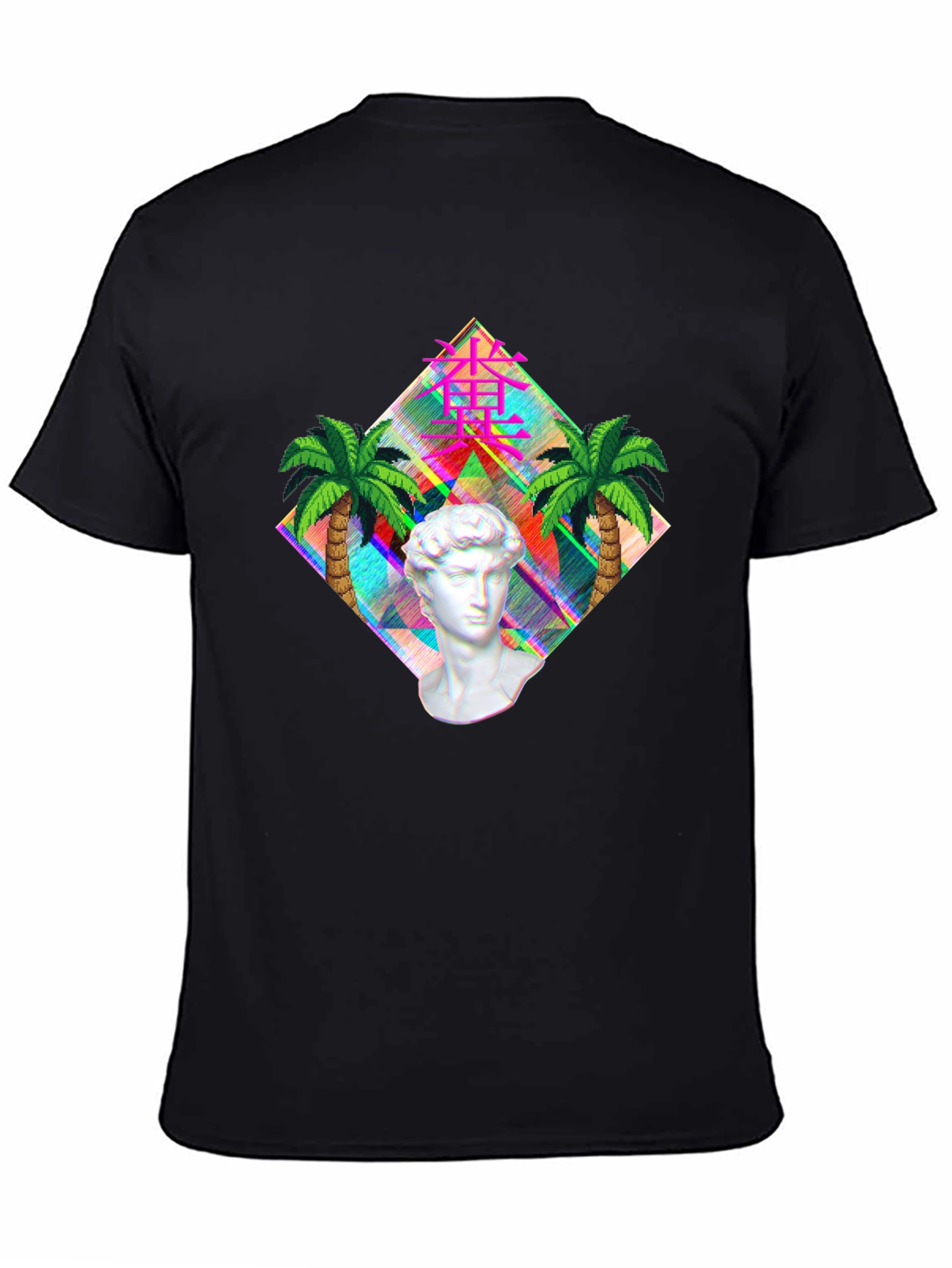 Vaporwave Statue Graphic T-Shirt - Mens Black Tee