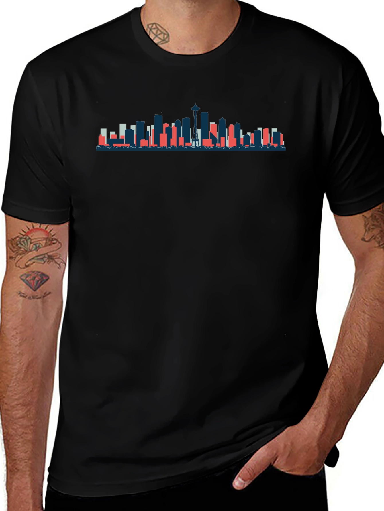 Seattle Skyline Graphic Black T-Shirt