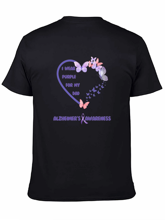 Alzheimers Awareness Purple Butterfly Dad T-Shirt