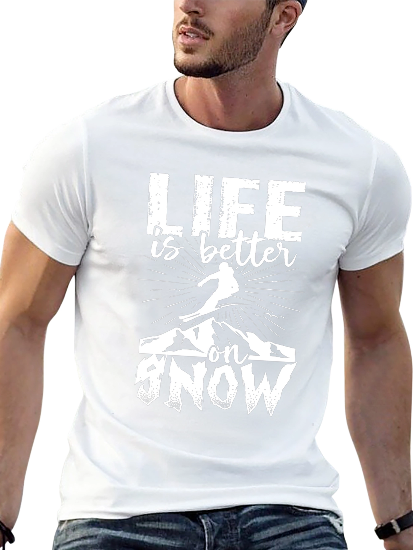 Life Is Better On Snow Graphic Tee - Black