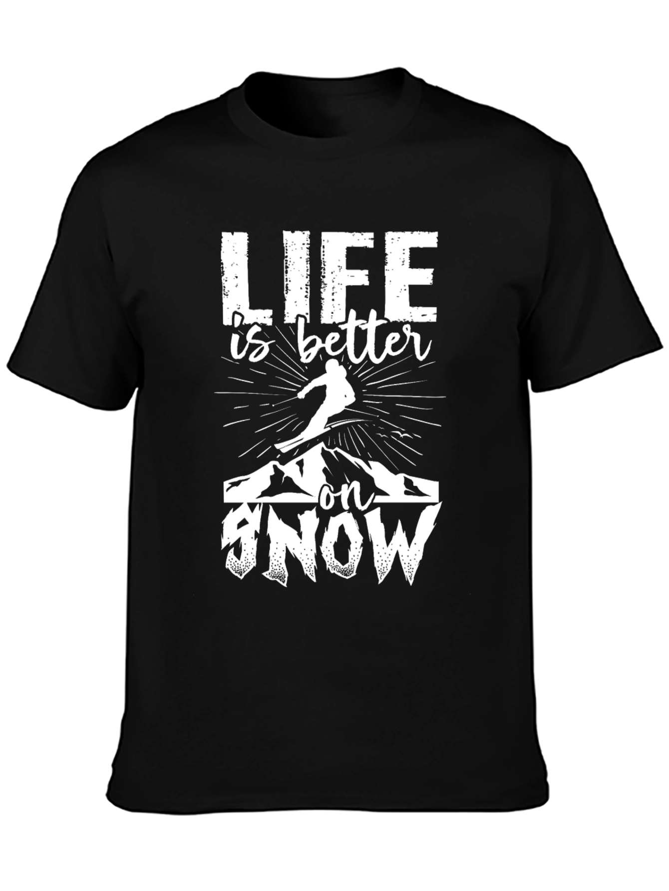 Life Is Better On Snow Graphic Tee - Black
