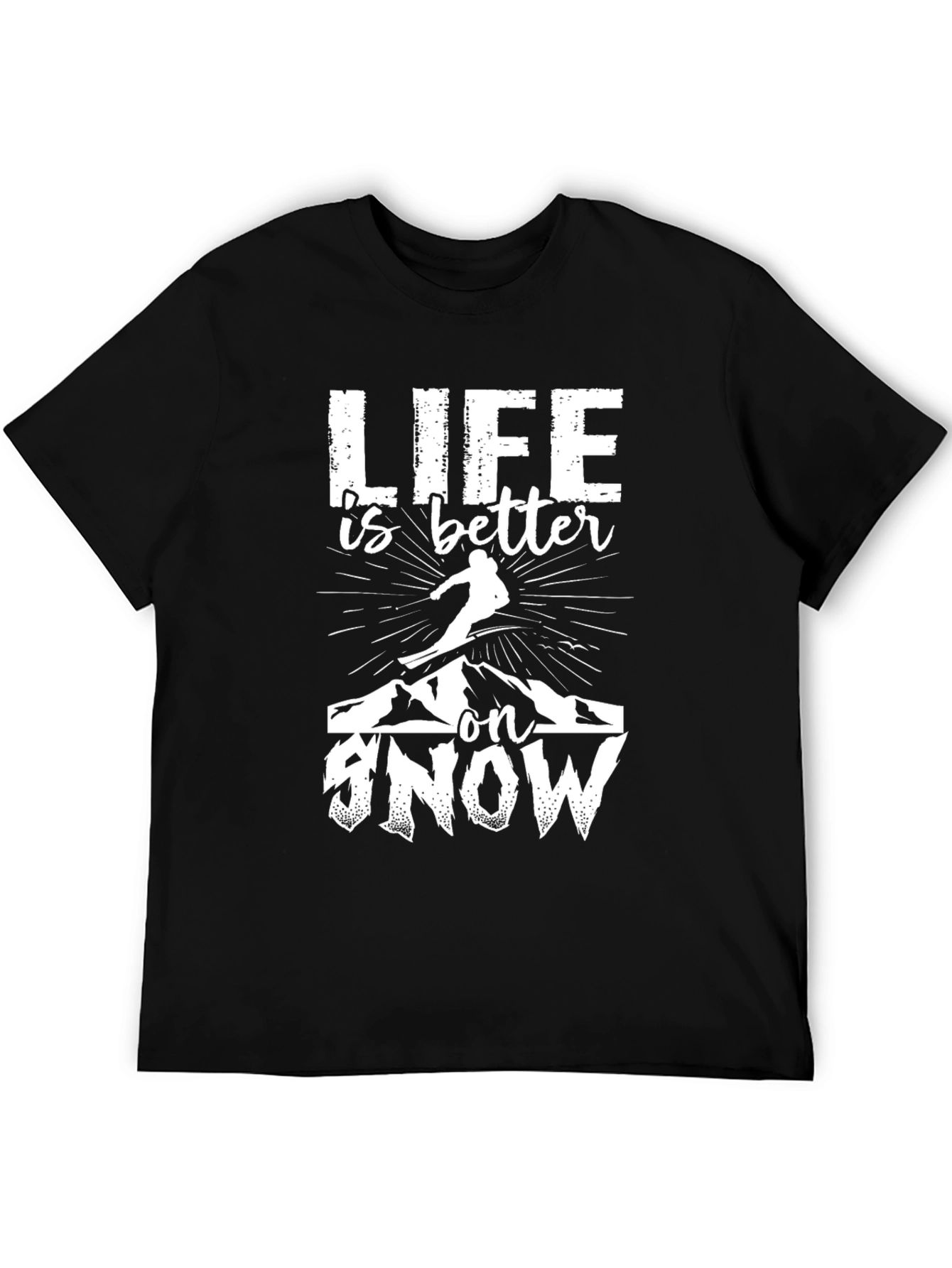 Life Is Better On Snow Graphic Tee - Black