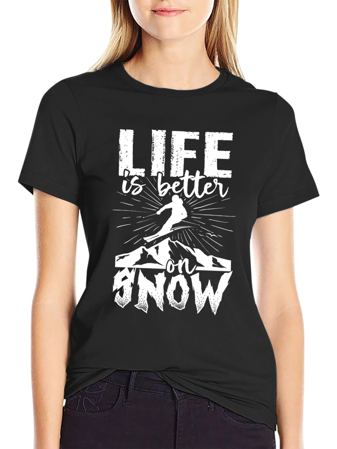 Life Is Better On Snow Graphic Tee - Black