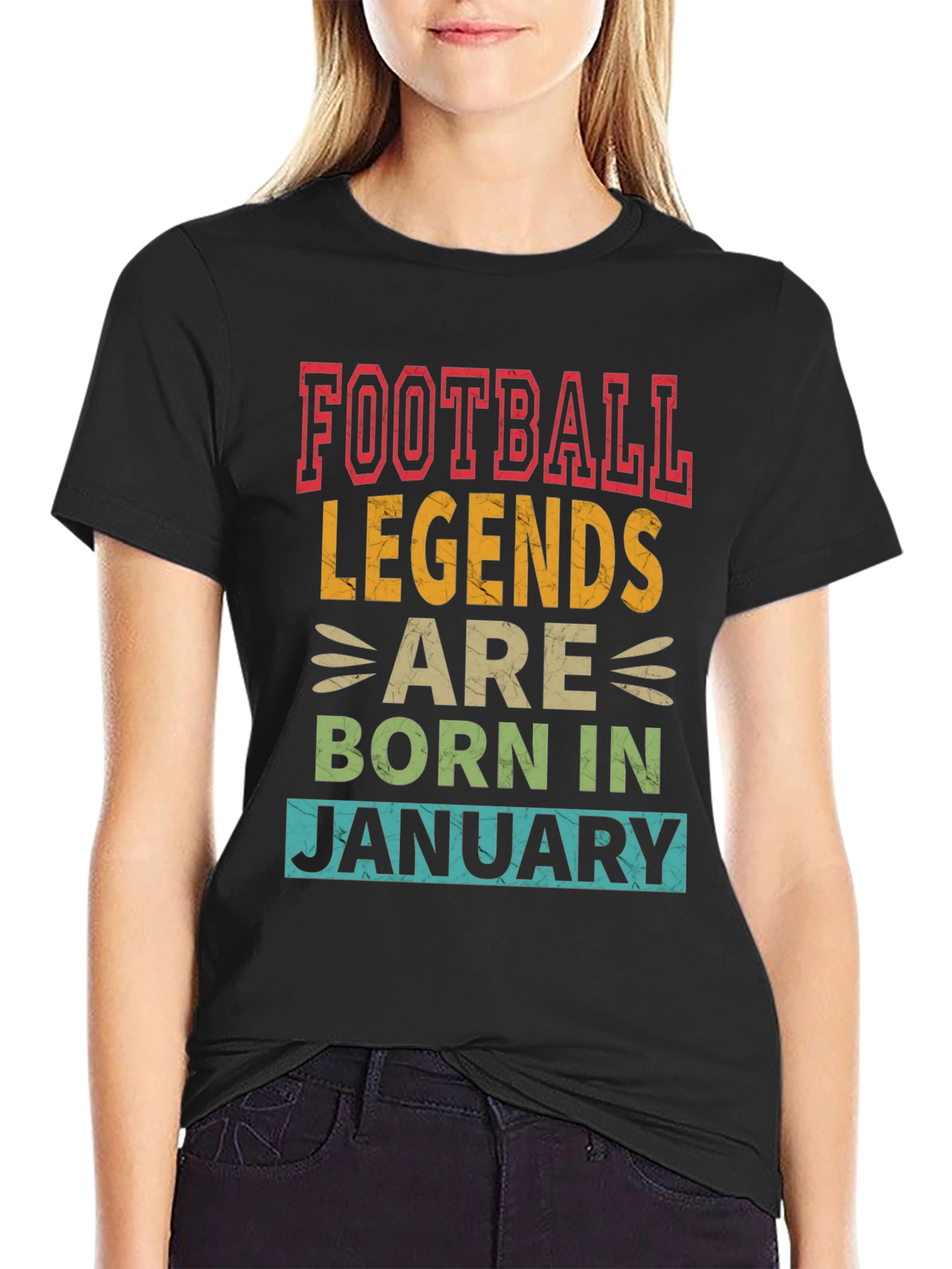 Football Legends January Birthday Black T-Shirt