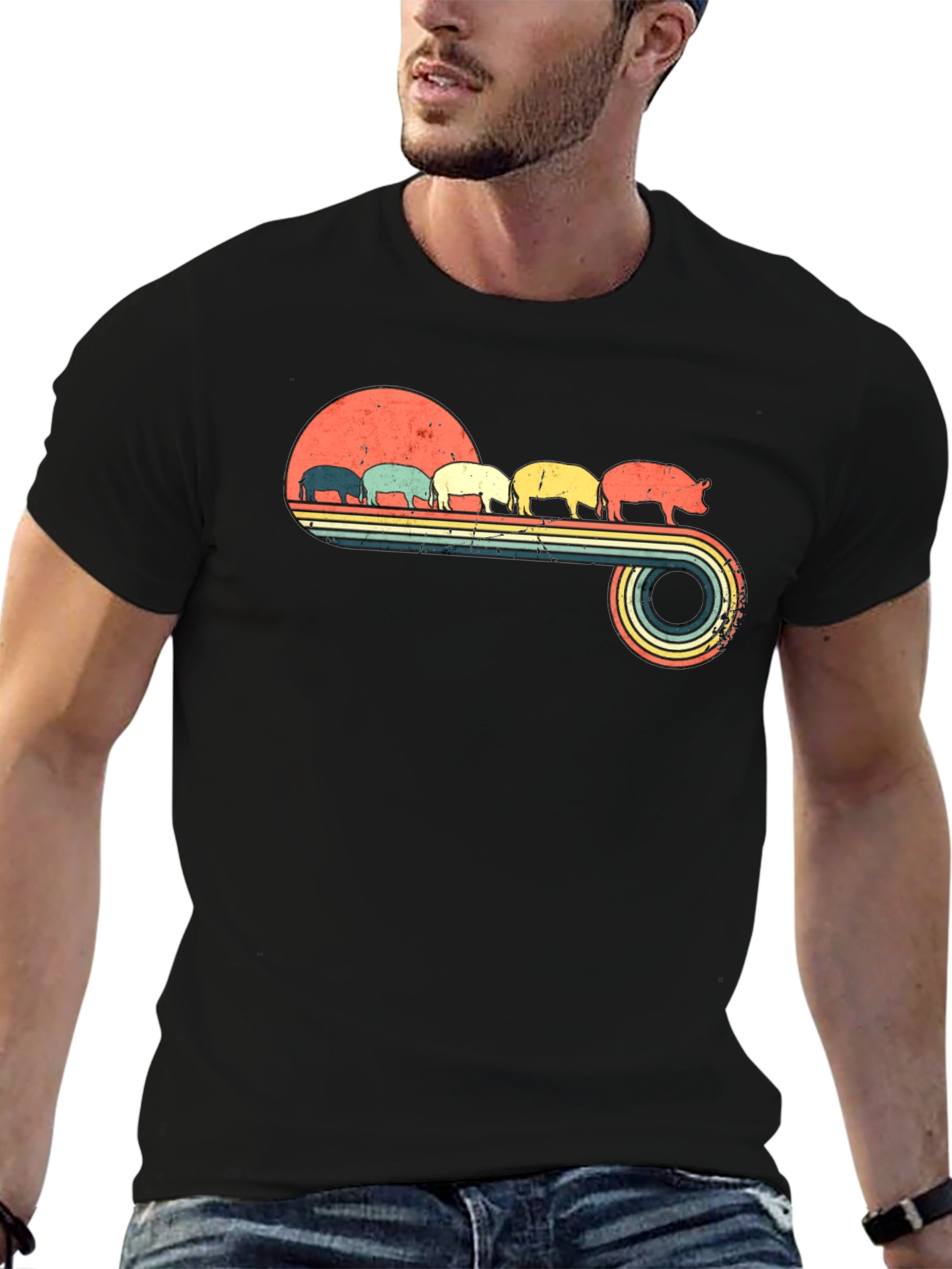Retro Pig Silhouette T-Shirt
