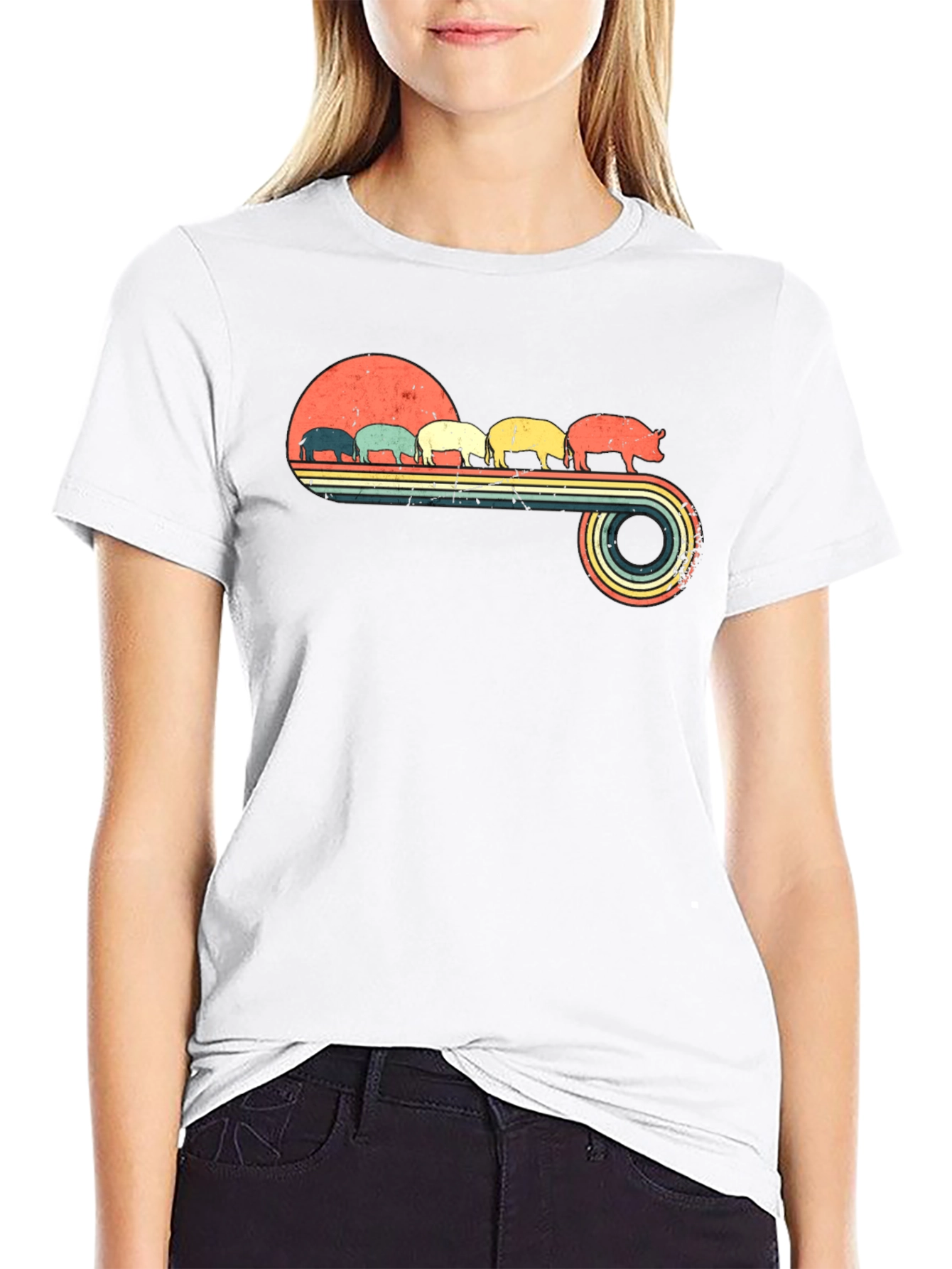Retro Pig Silhouette T-Shirt