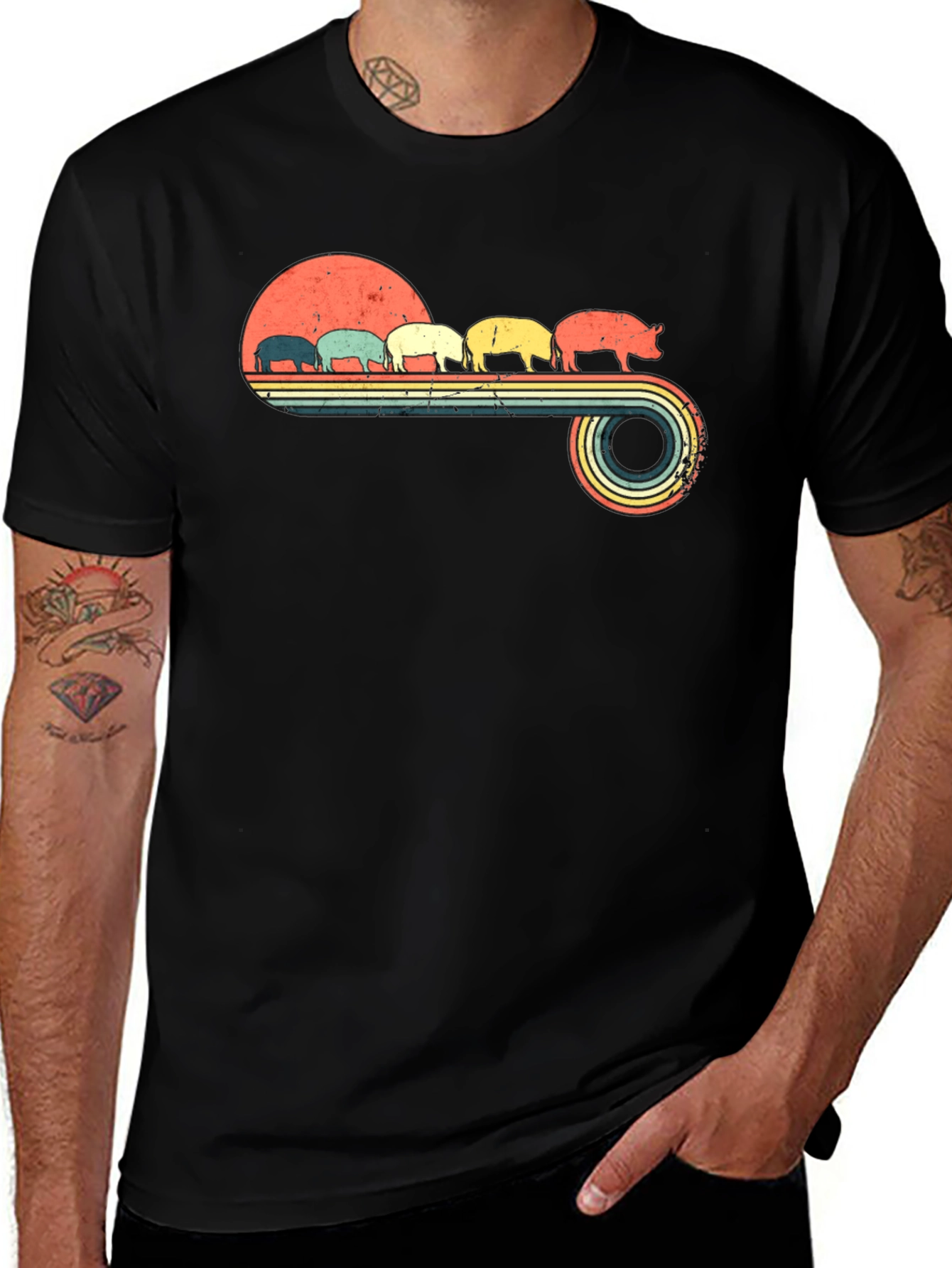 Retro Pig Silhouette T-Shirt