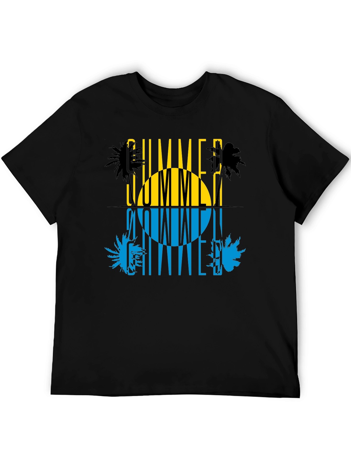 Summer Time Graphic Print Black T-Shirt