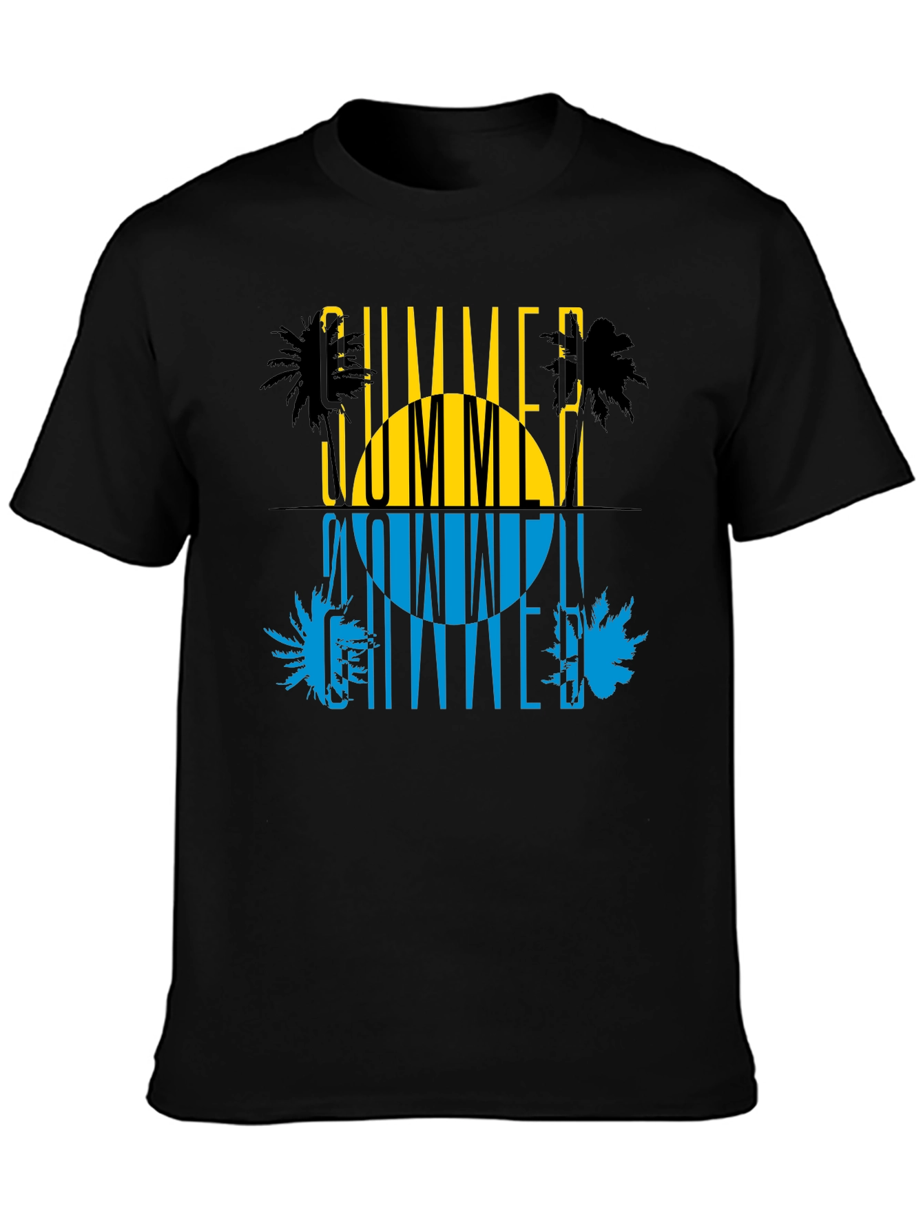 Summer Time Graphic Print Black T-Shirt