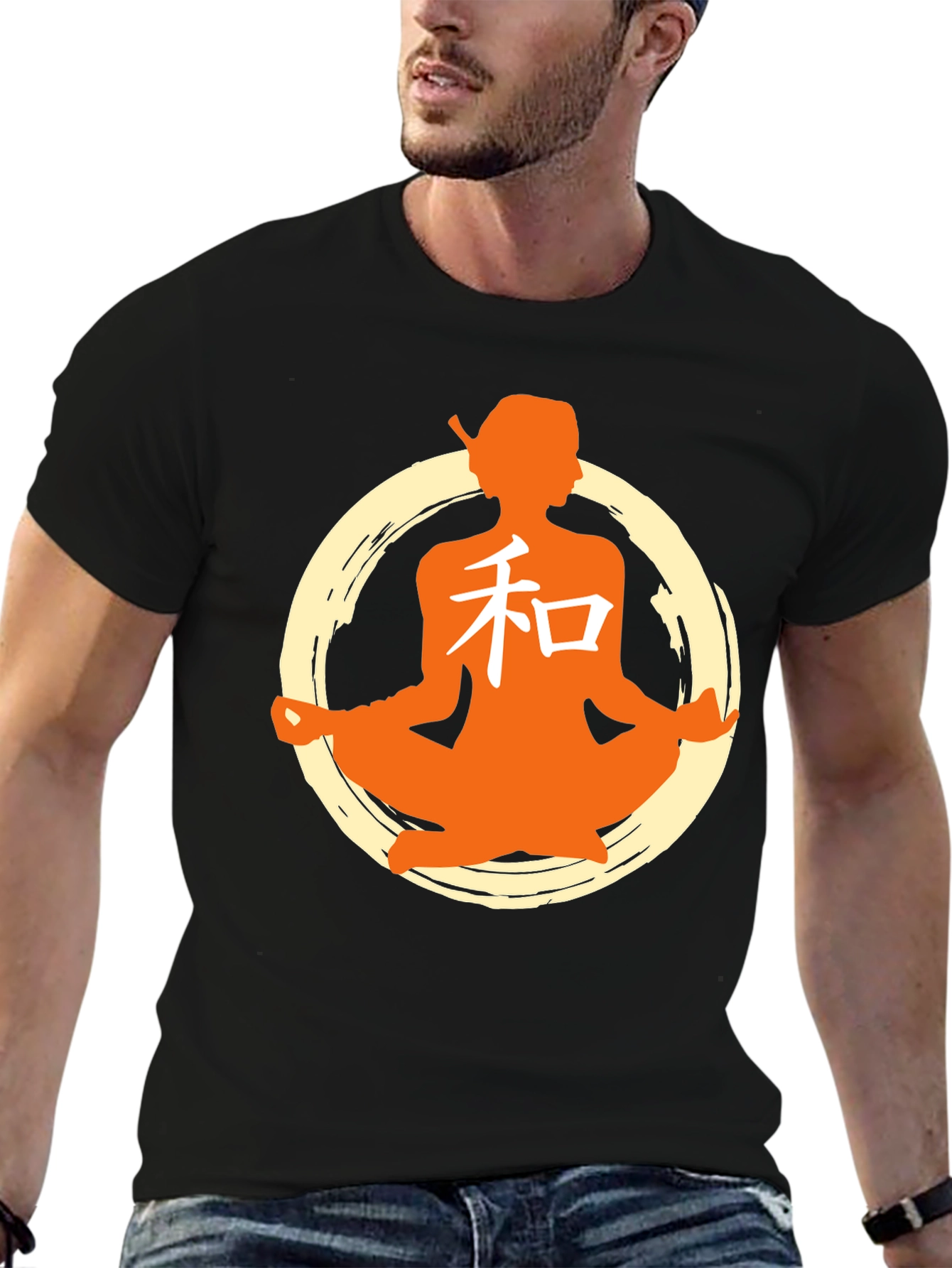 Zen Meditation Graphic T-Shirt - Black