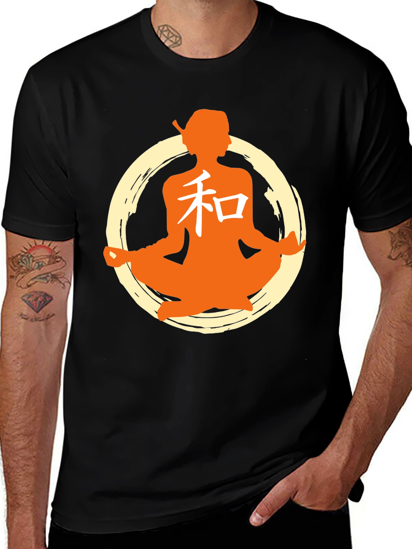 Zen Meditation Graphic T-Shirt - Black