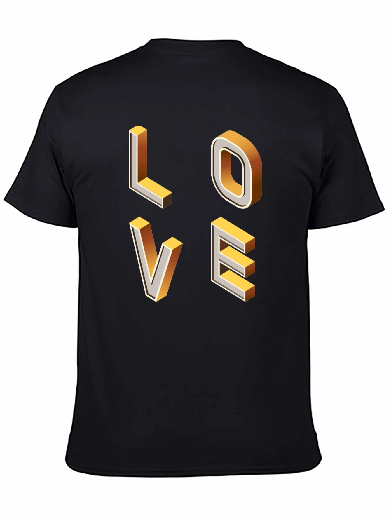 Trendy 3D Love Graphic Black T-Shirt