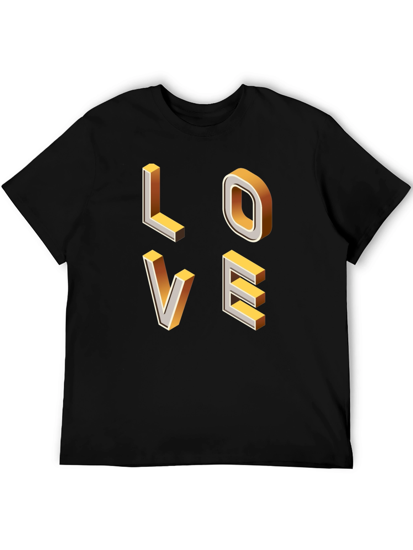 Trendy 3D Love Graphic Black T-Shirt