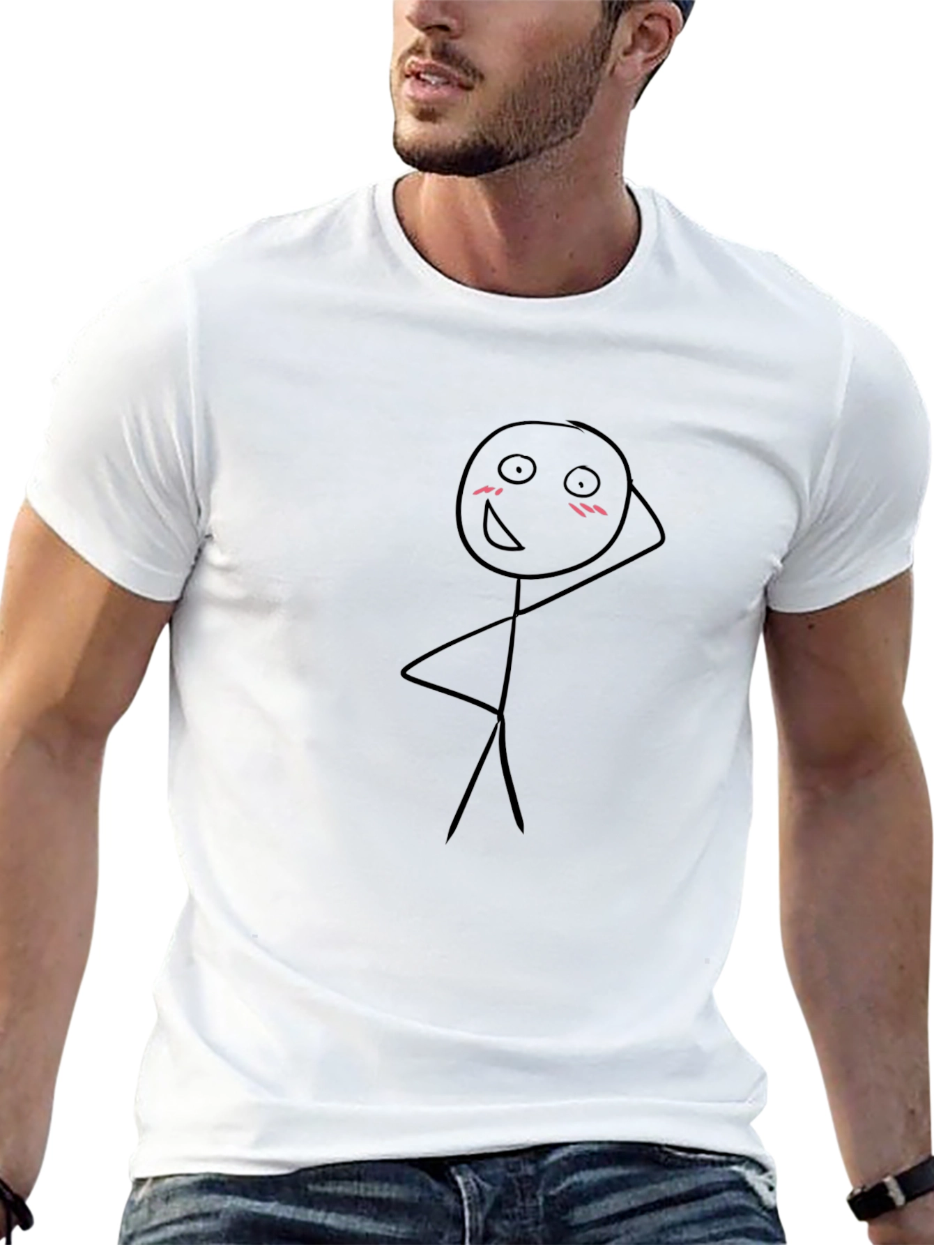 Funny Stick Figure Graphic Tee - Black Cotton Shirt