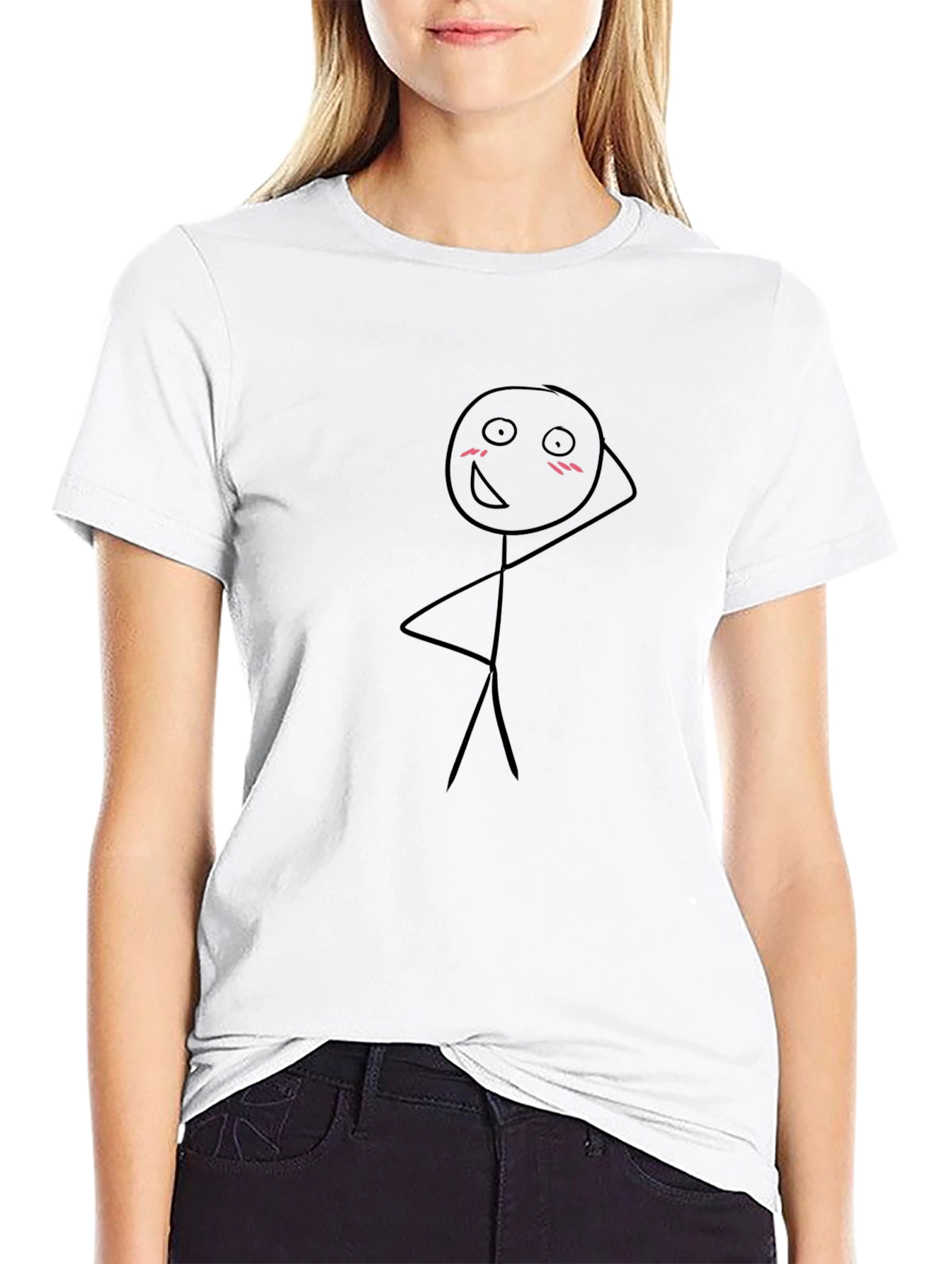 Funny Stick Figure Graphic Tee - Black Cotton Shirt