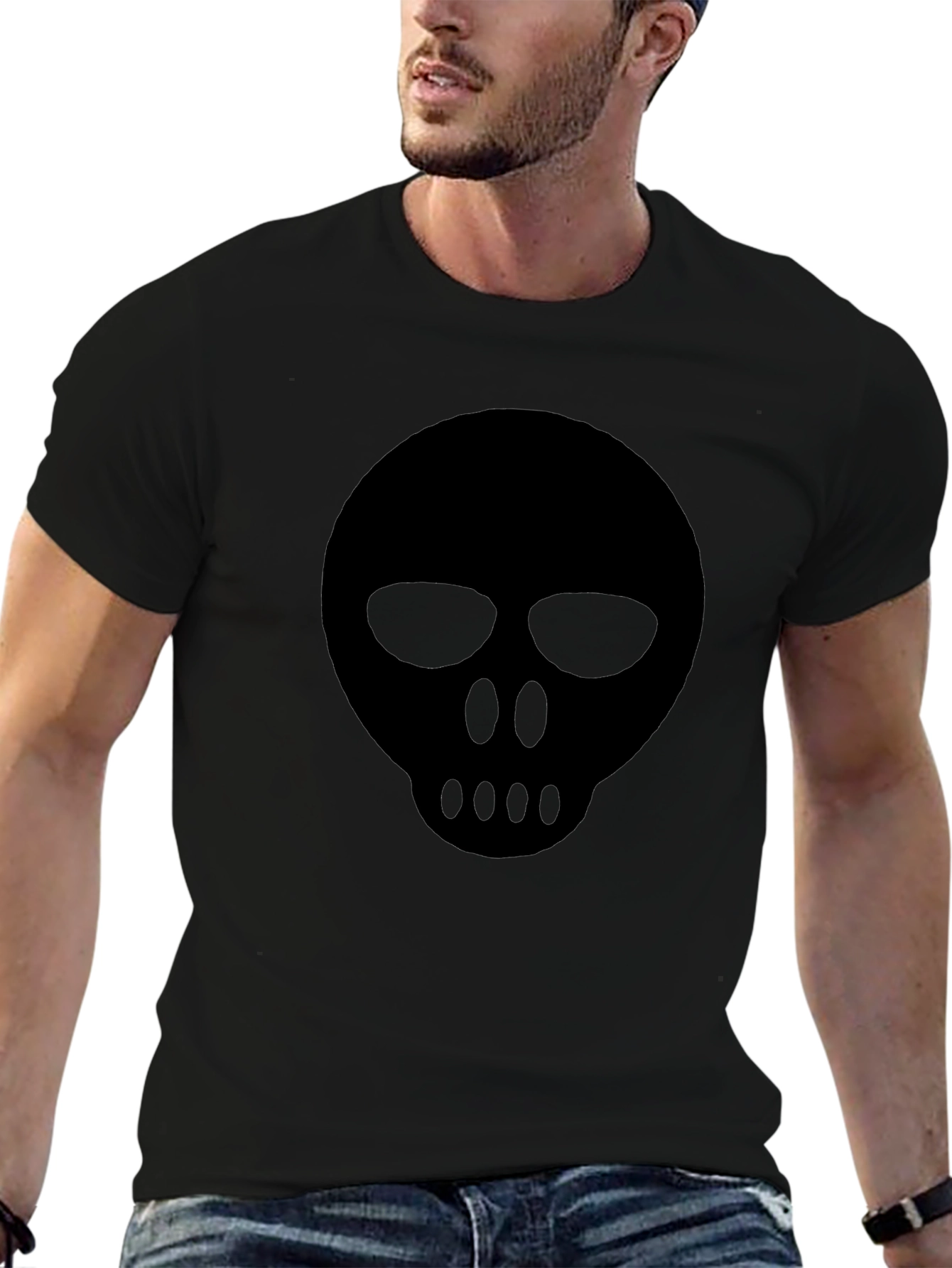 Mens Black Skull Graphic T-Shirt