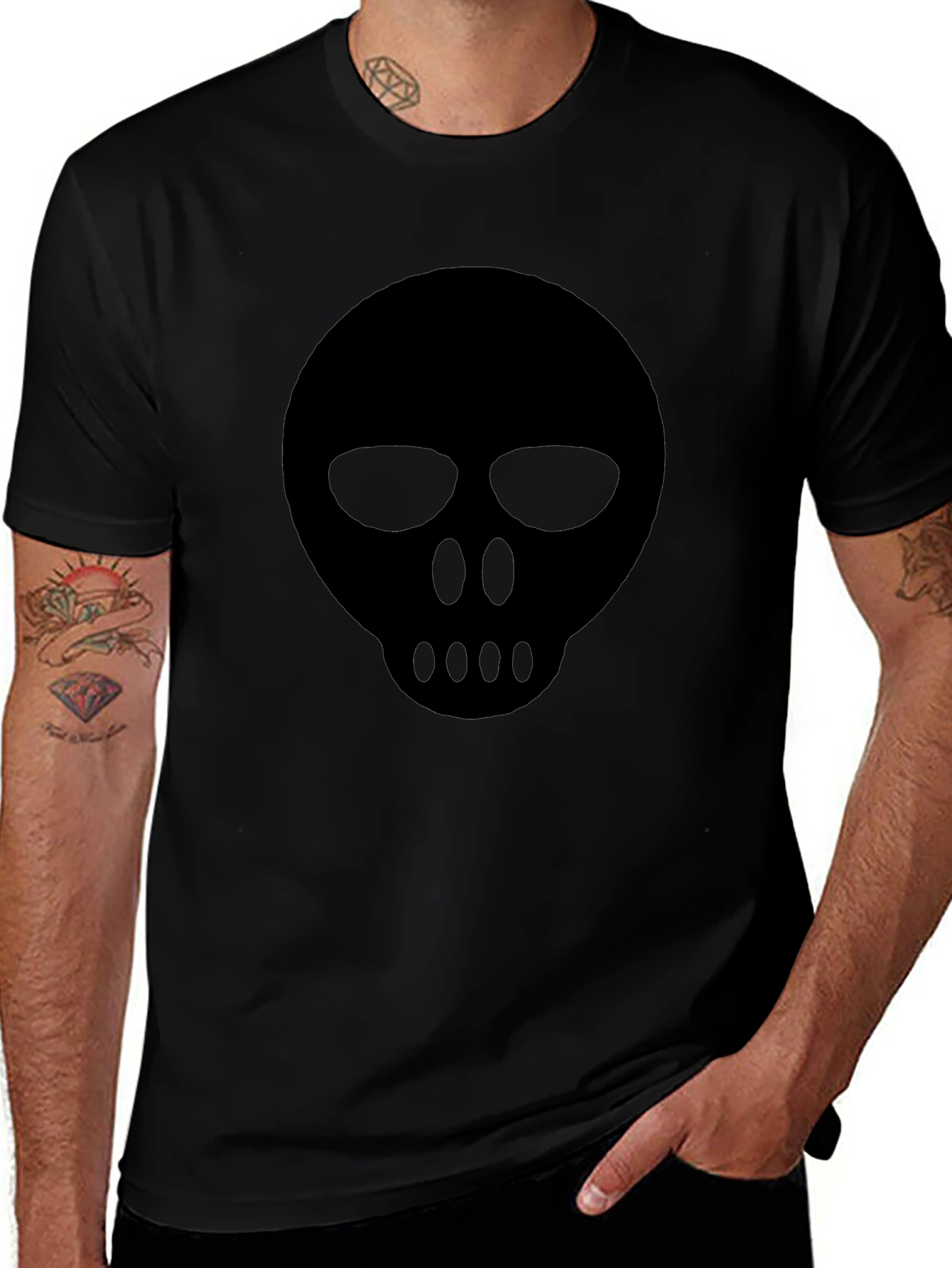 Mens Black Skull Graphic T-Shirt