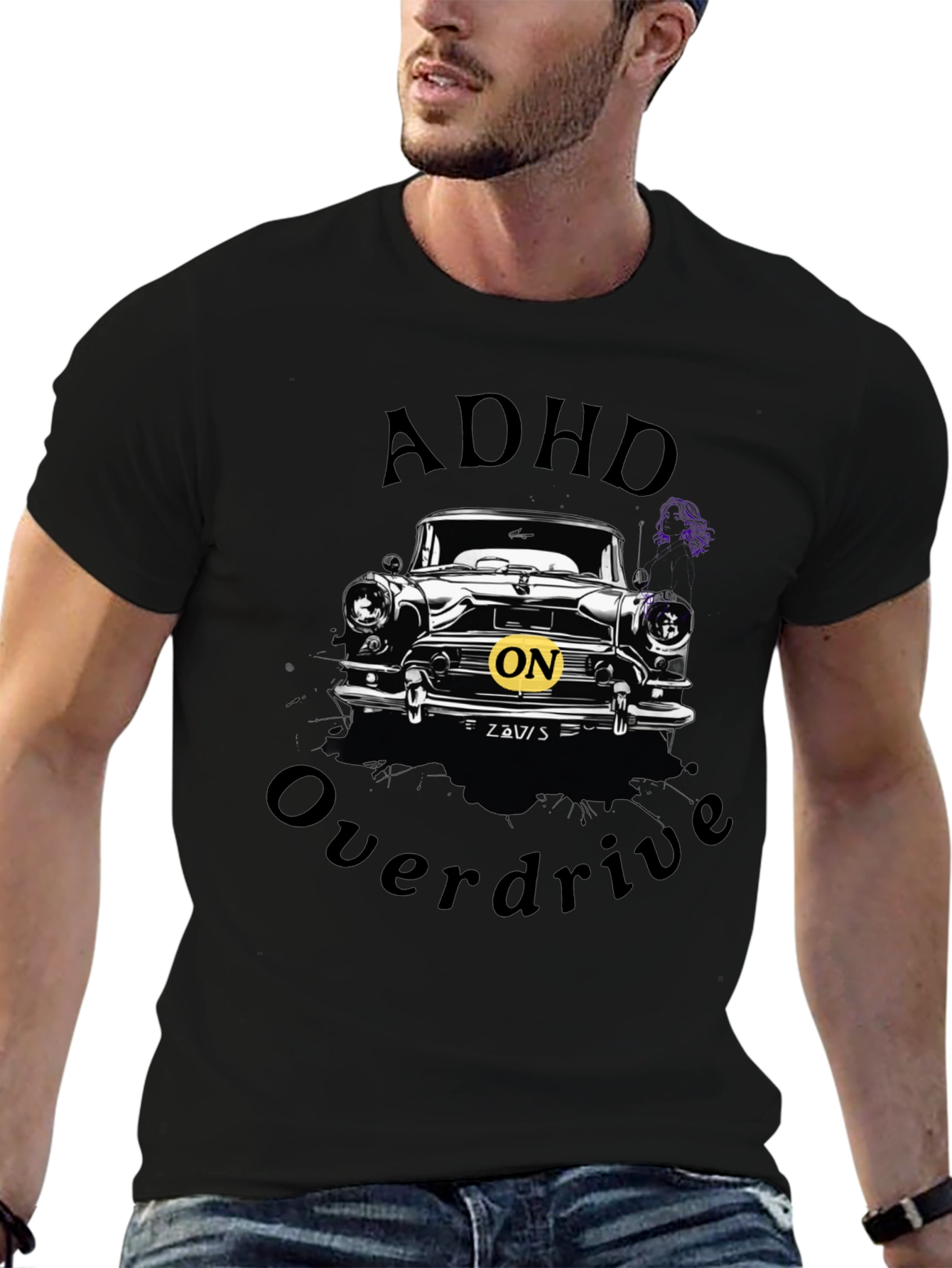 ADHD Overdrive Car Graphic T-Shirt