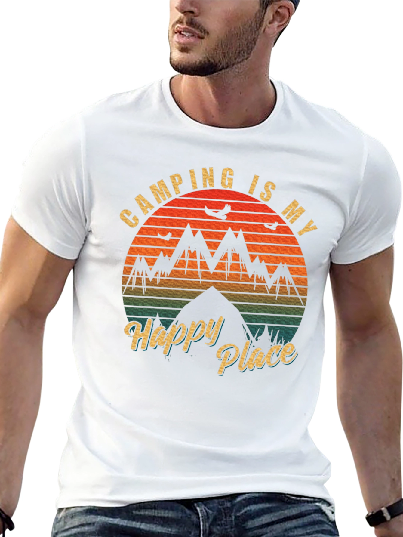 Camping is My Happy Place Black T-Shirt