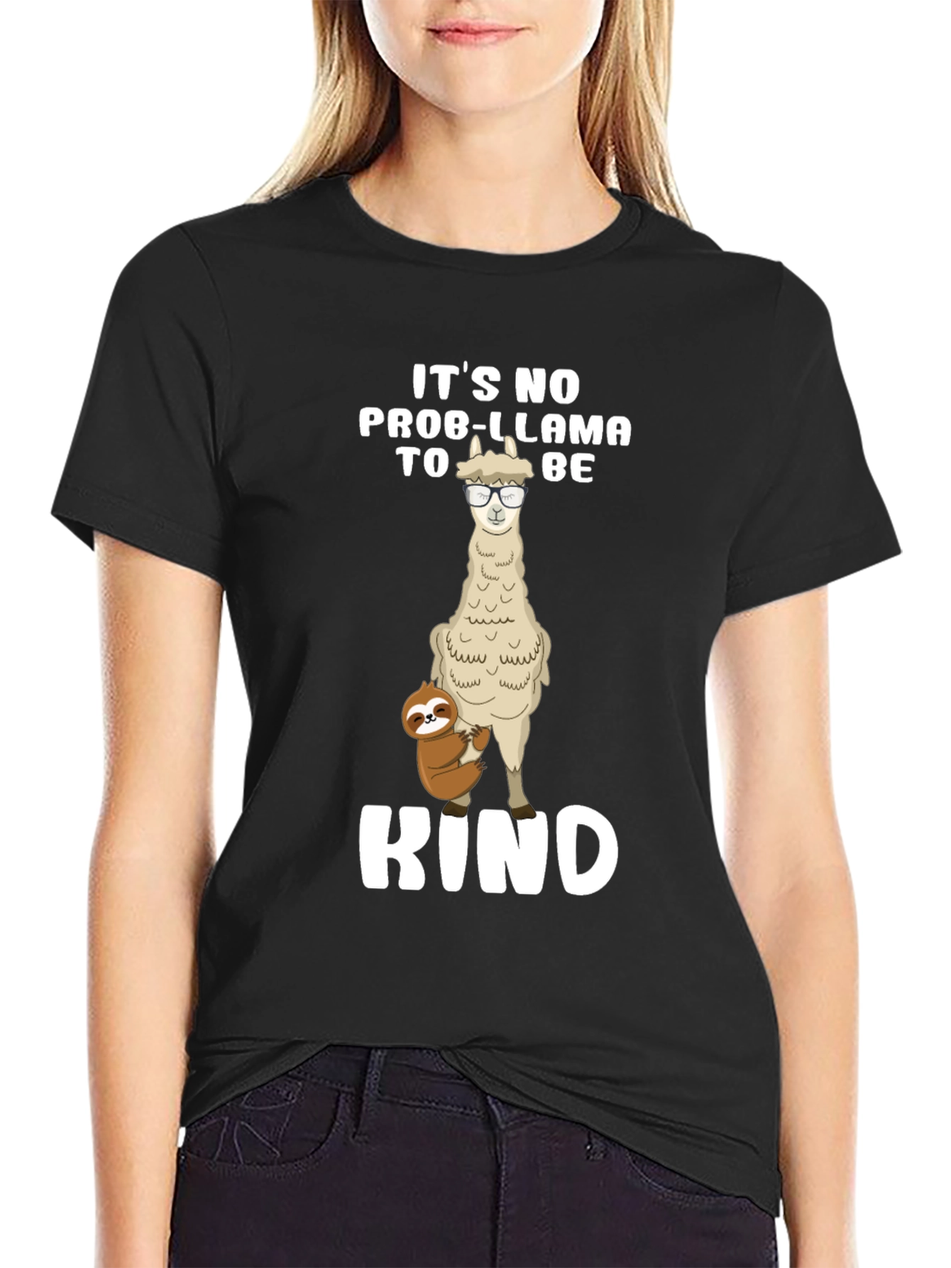 No Prob-Llama To Be Kind Black T-Shirt