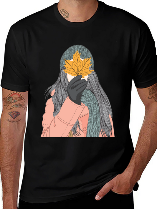 Autumn Leaf Graphic Black T-Shirt