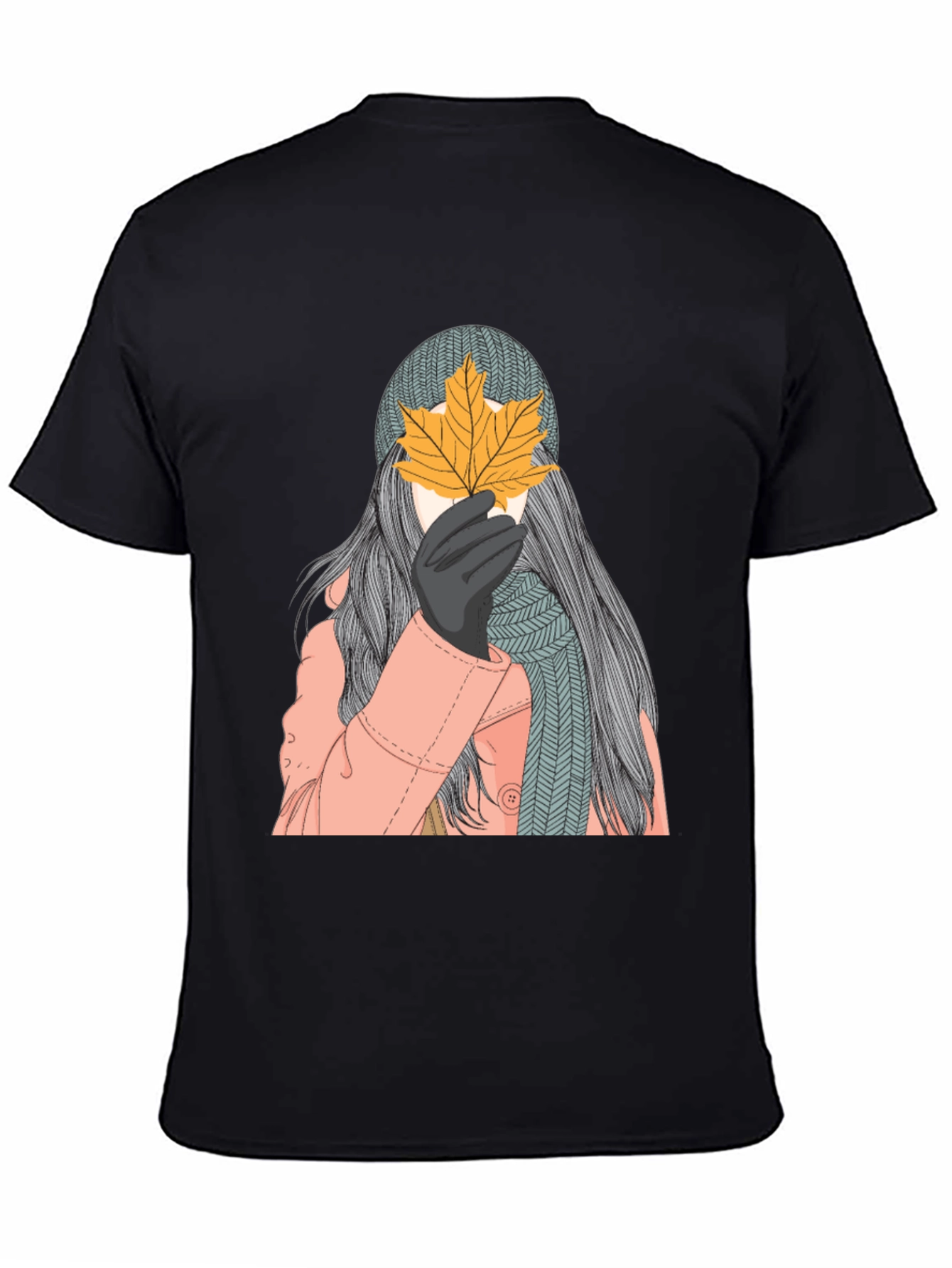 Autumn Leaf Graphic Black T-Shirt