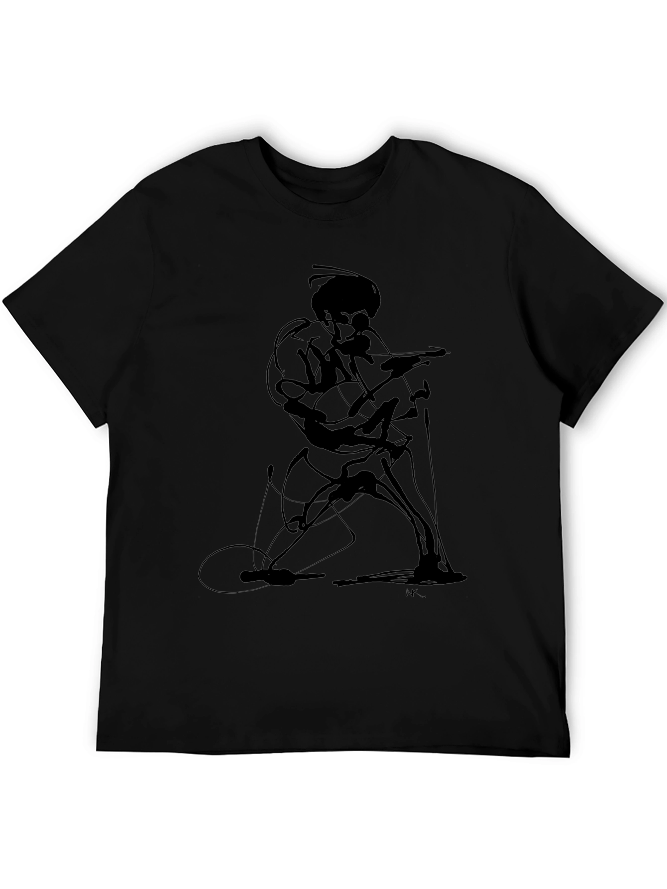 Abstract Guitarist Graphic Tee - Black