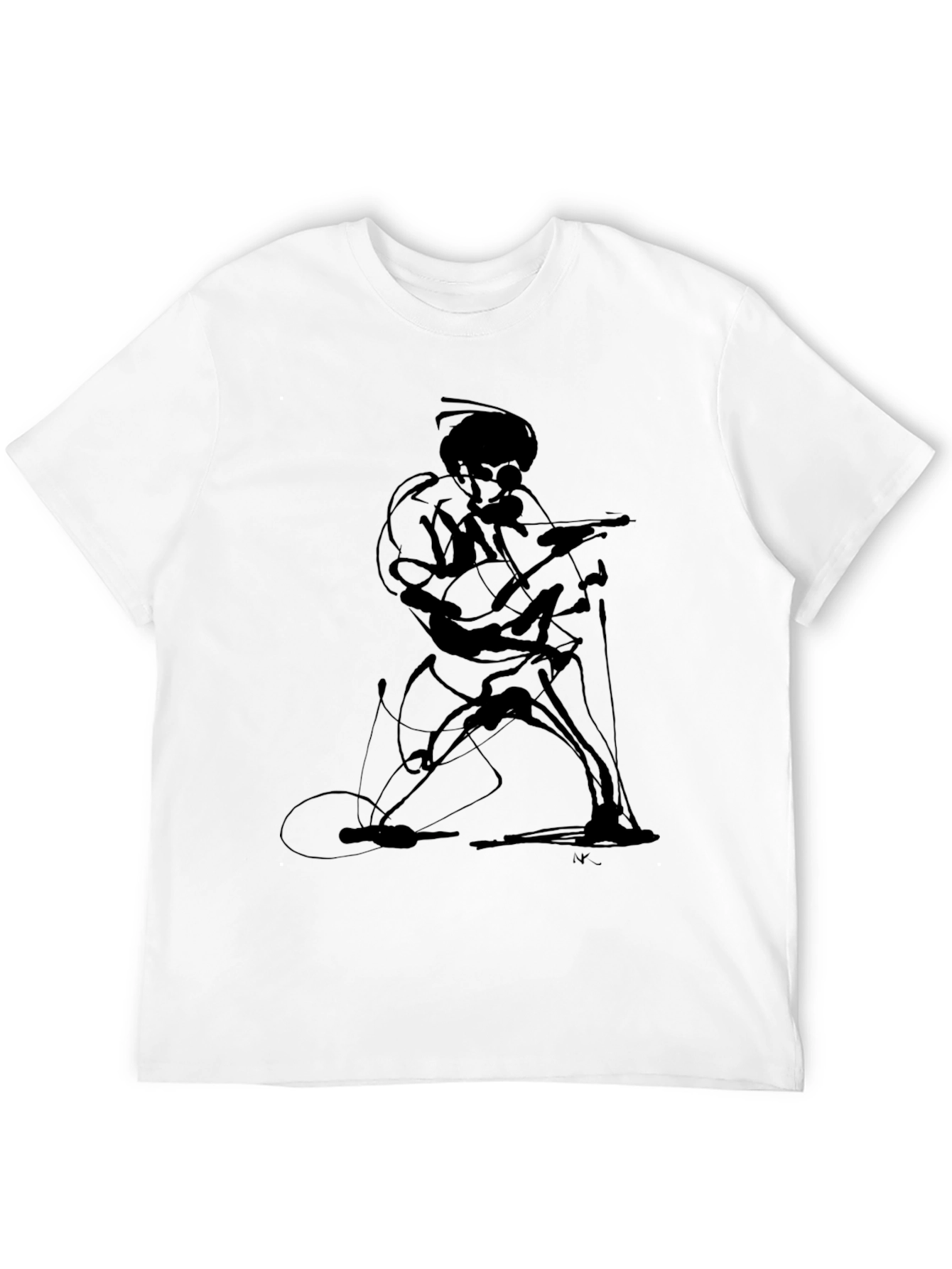 Abstract Guitarist Graphic Tee - Black