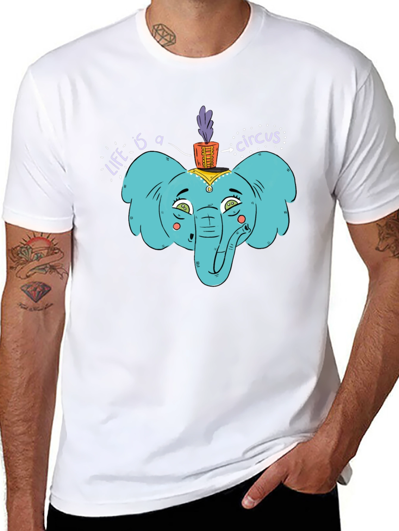 Circus Elephant Graphic Tee - Unisex Cotton T-Shirt