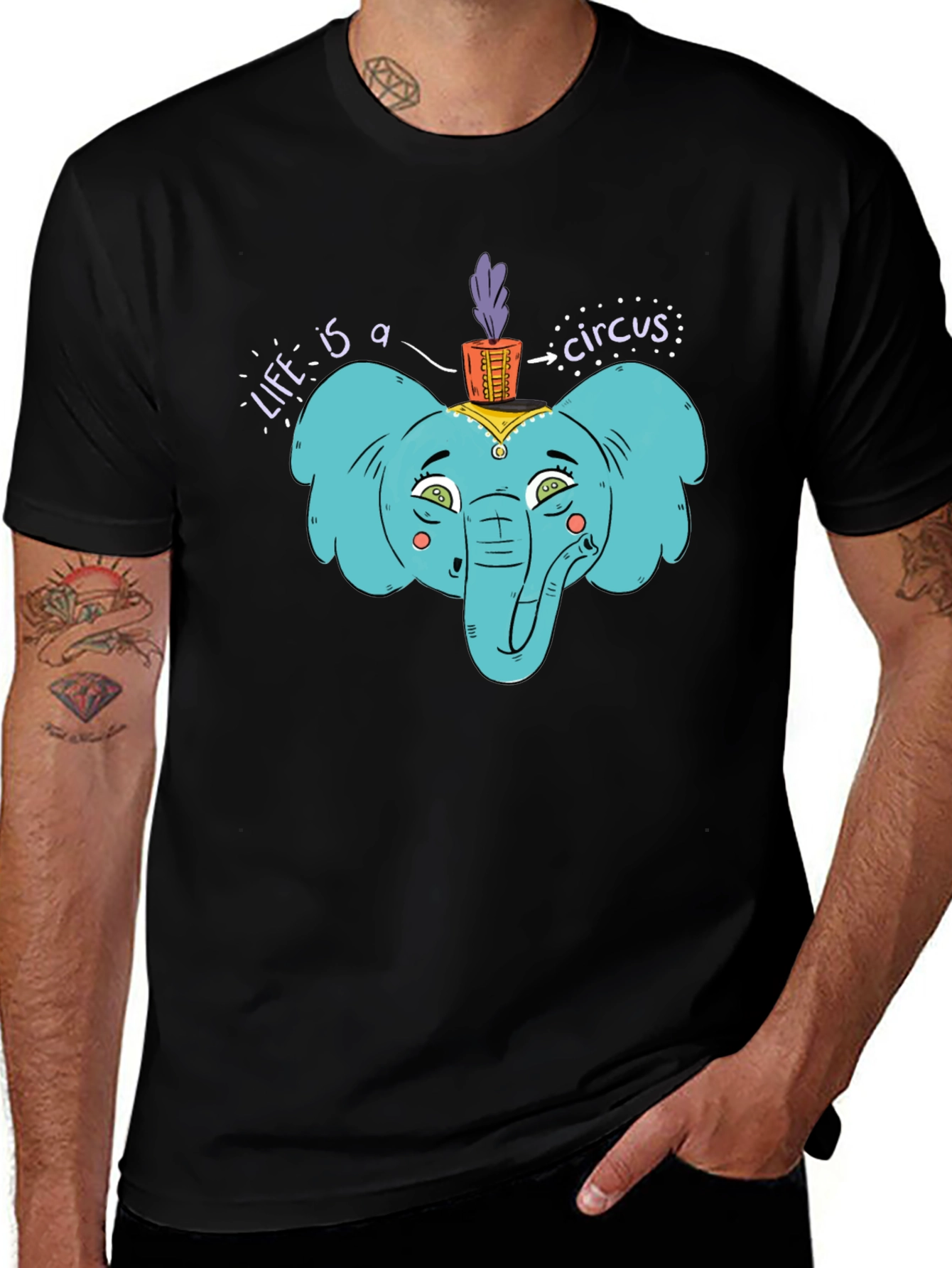 Circus Elephant Graphic Tee - Unisex Cotton T-Shirt