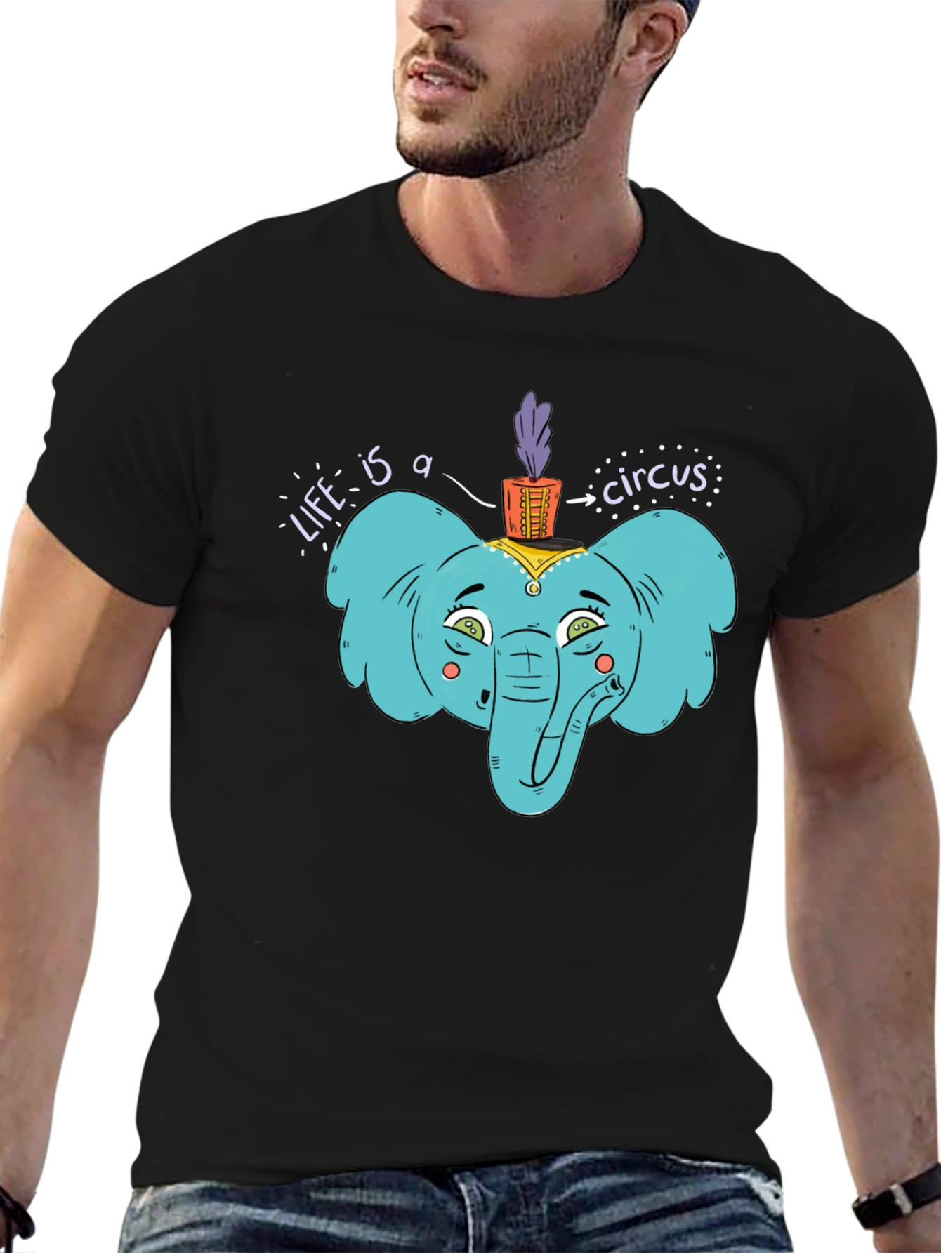 Circus Elephant Graphic Tee - Unisex Cotton T-Shirt