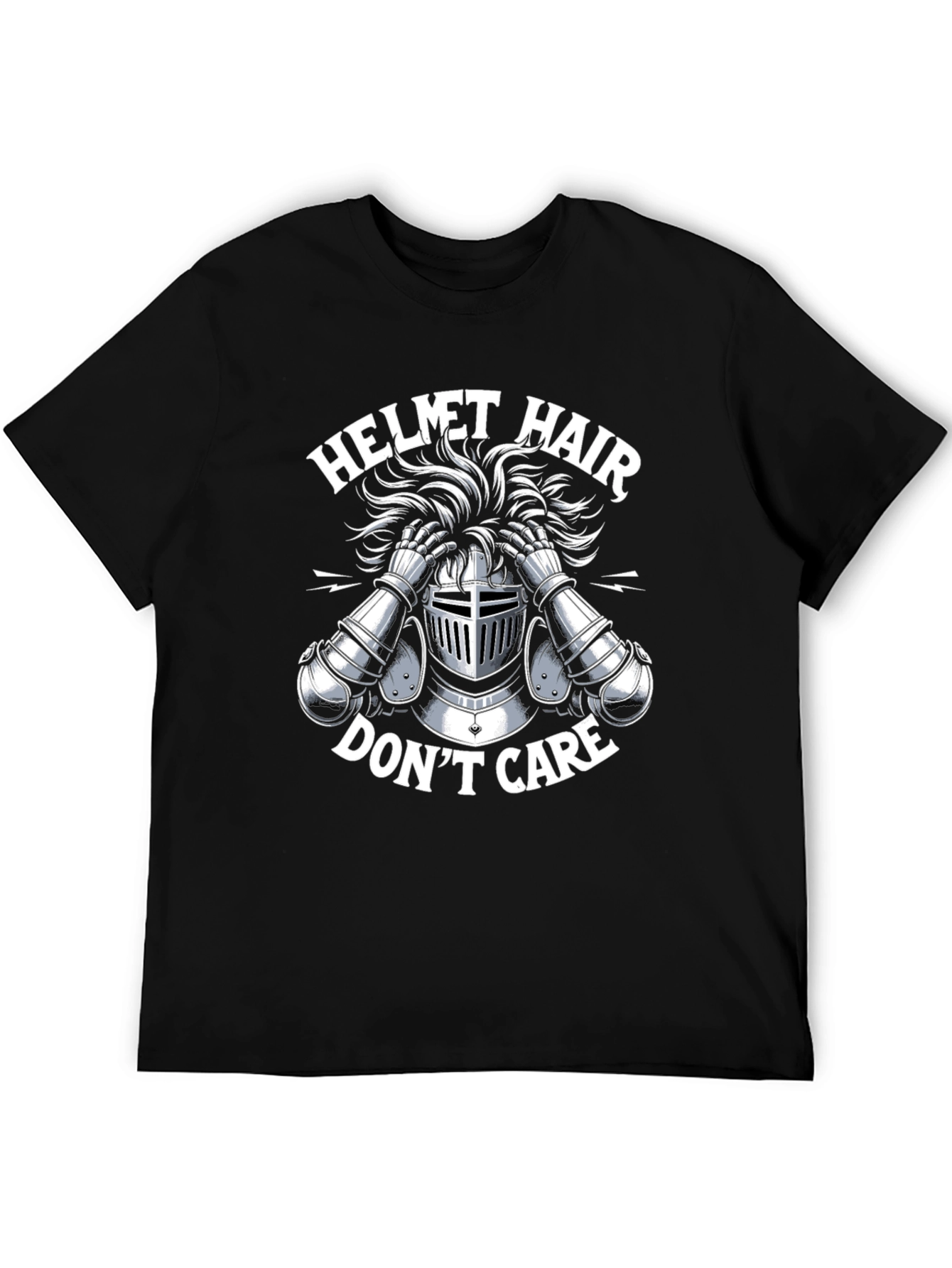 Helmet Hair Dont Care Graphic Tee - Black