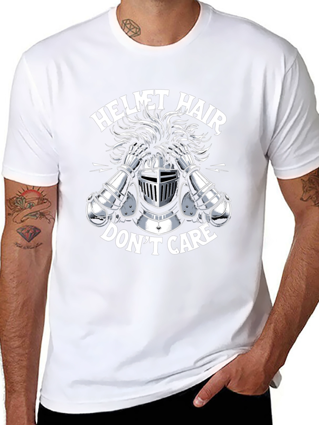 Helmet Hair Dont Care Graphic Tee - Black