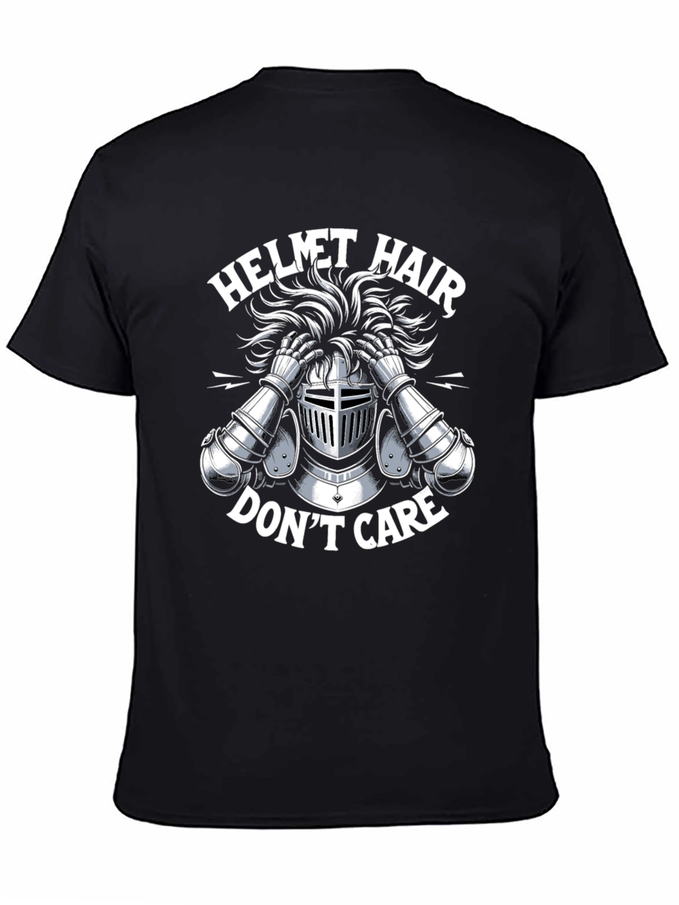 Helmet Hair Dont Care Graphic Tee - Black