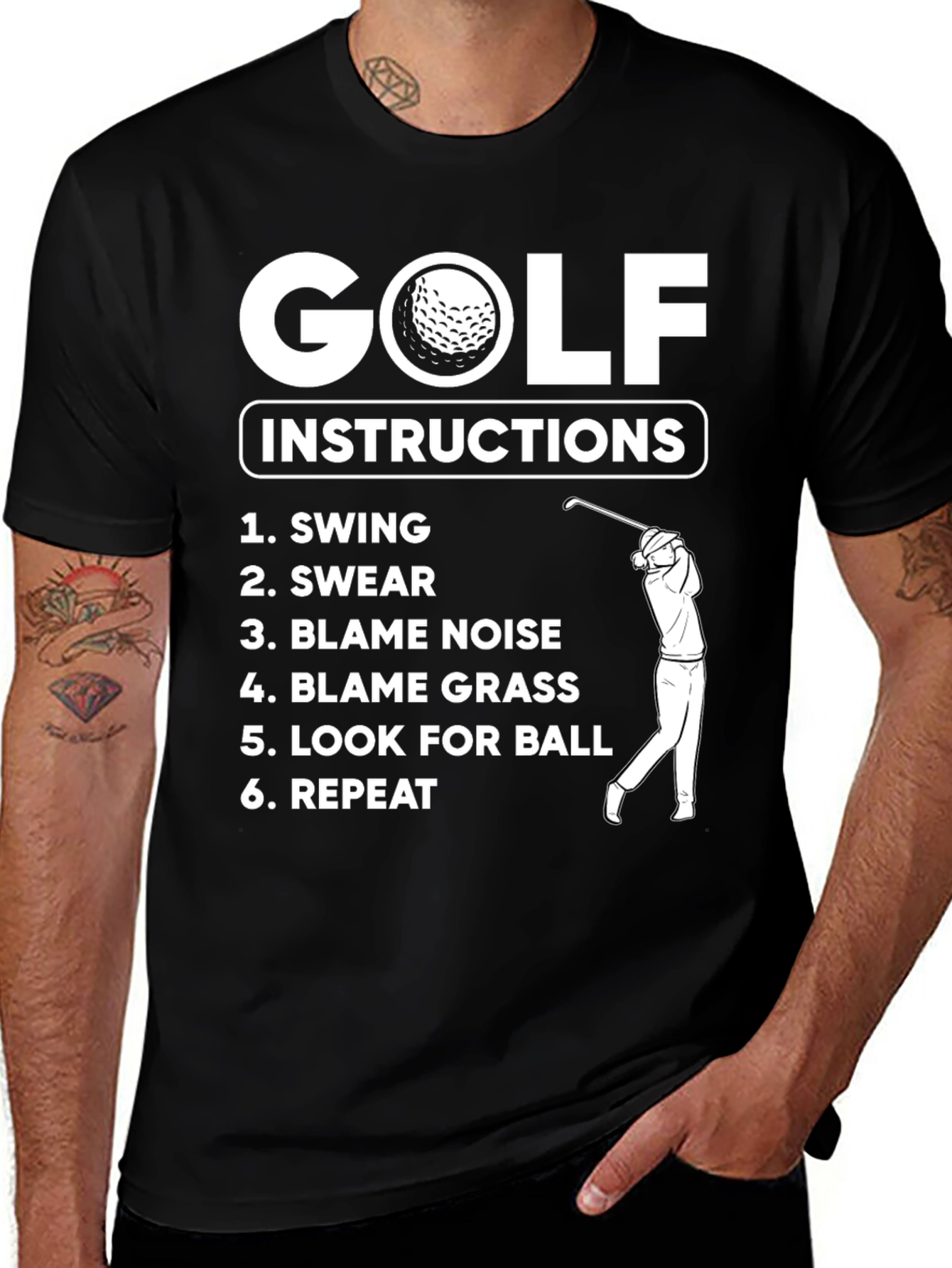Golf Instructions T-Shirt - Funny Golfing Tee