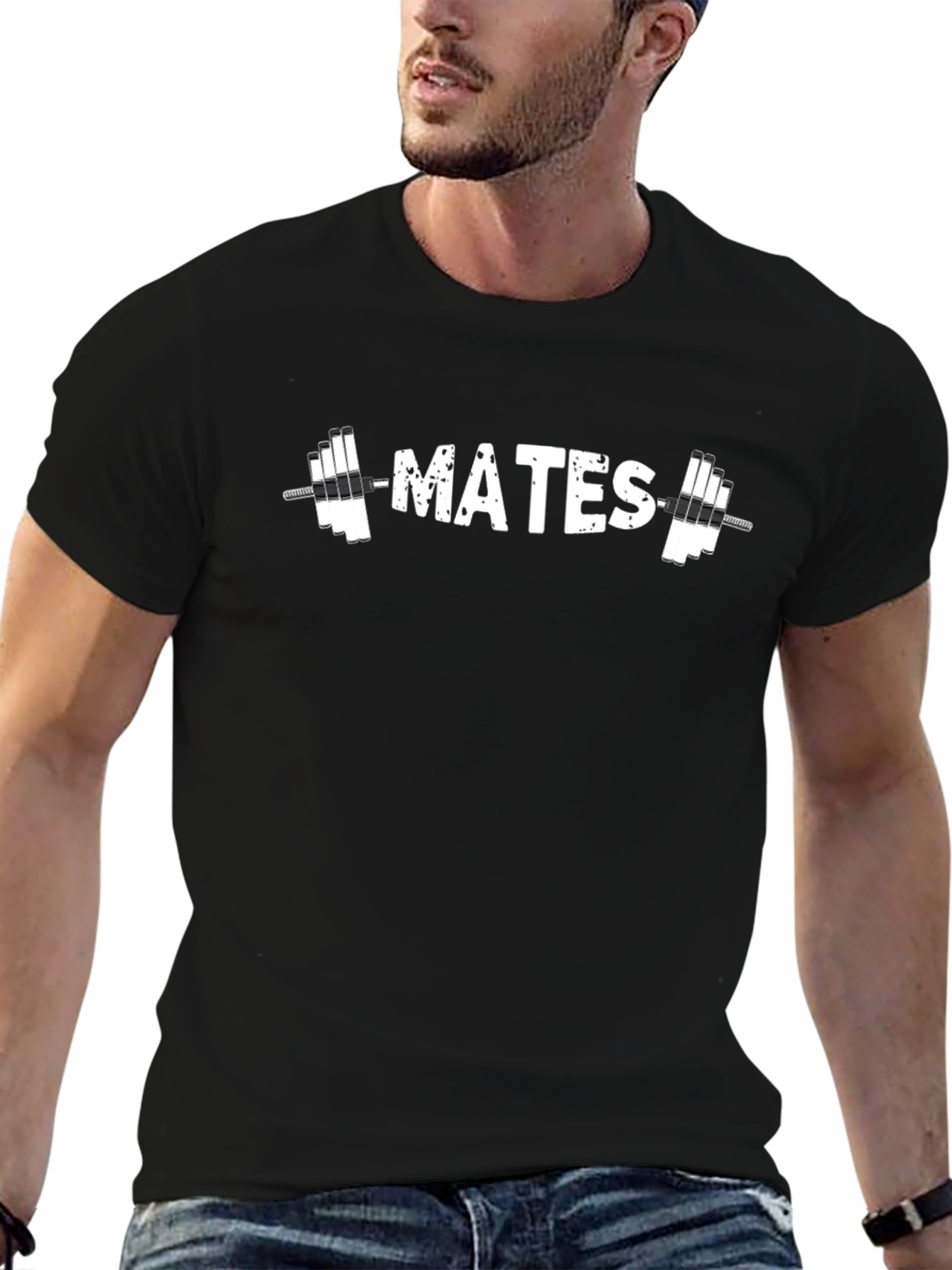 Gym Mates Graphic Tee - Black Cotton T-Shirt
