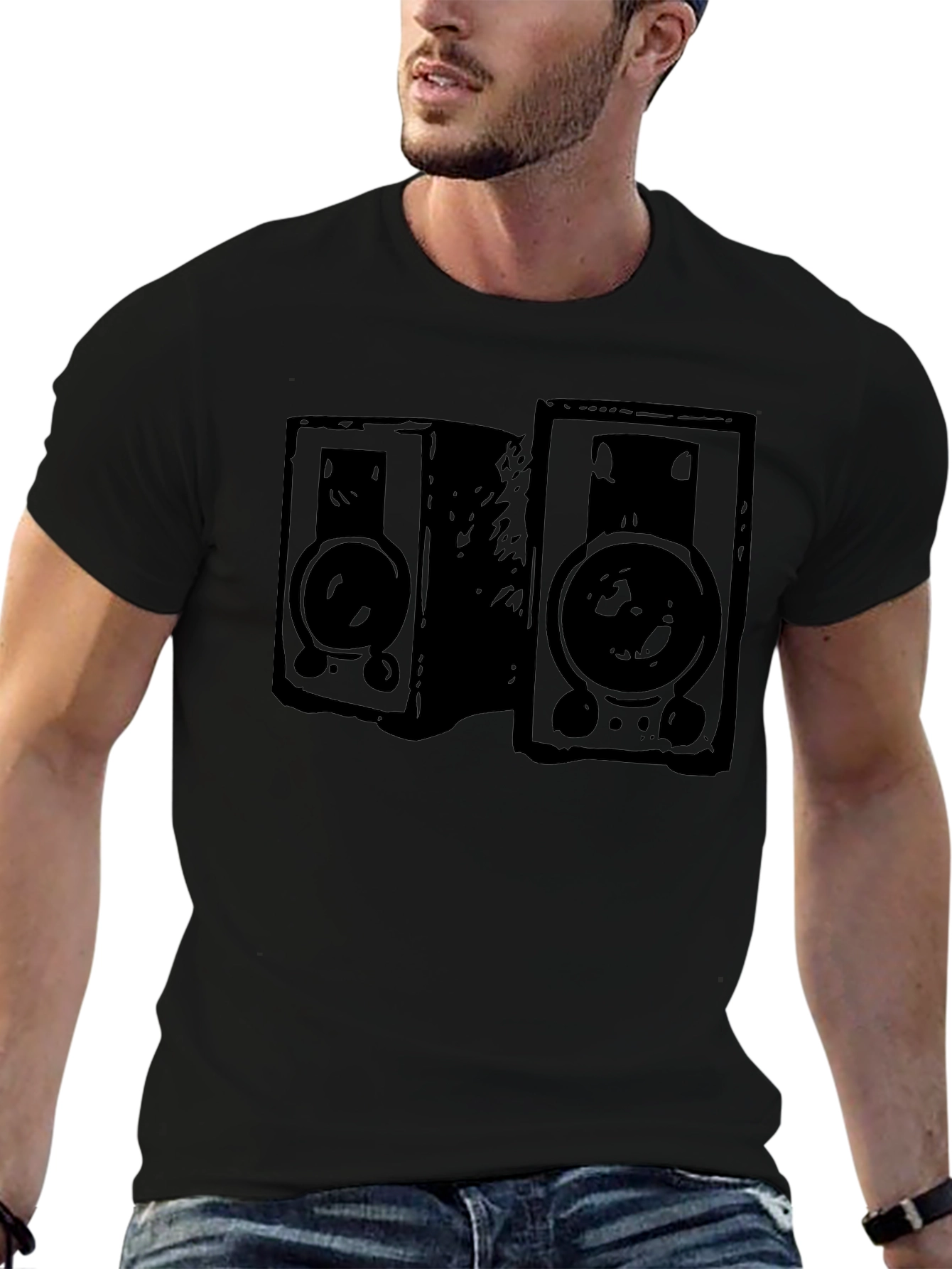 Speakers Graphic T-Shirt Black Music Lover Tee