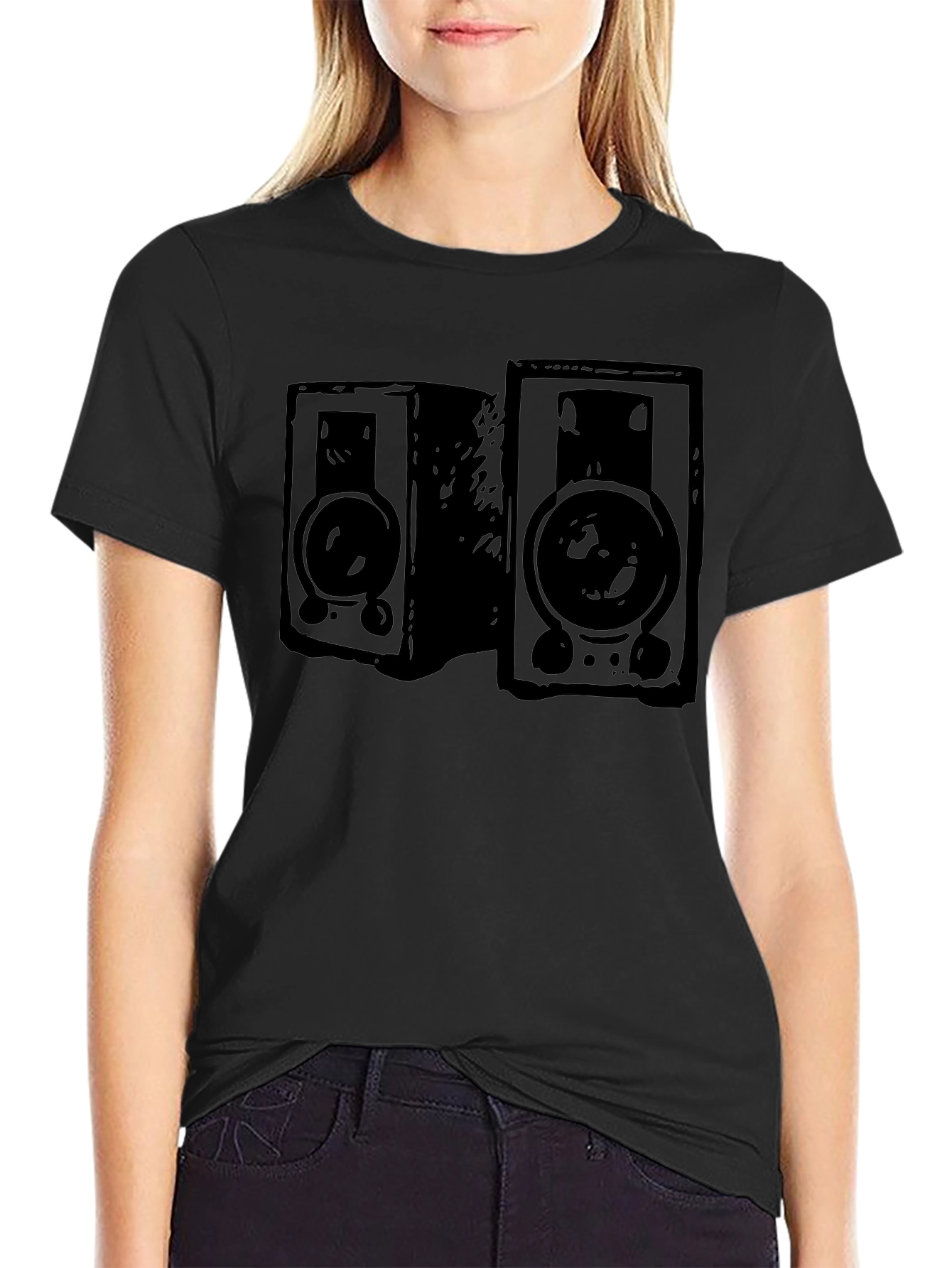 Speakers Graphic T-Shirt Black Music Lover Tee