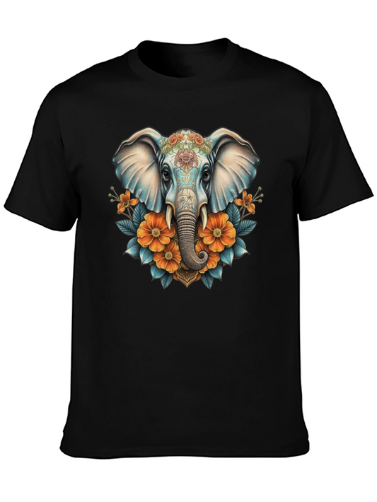 Elephant Floral T-Shirt - Artistic Design