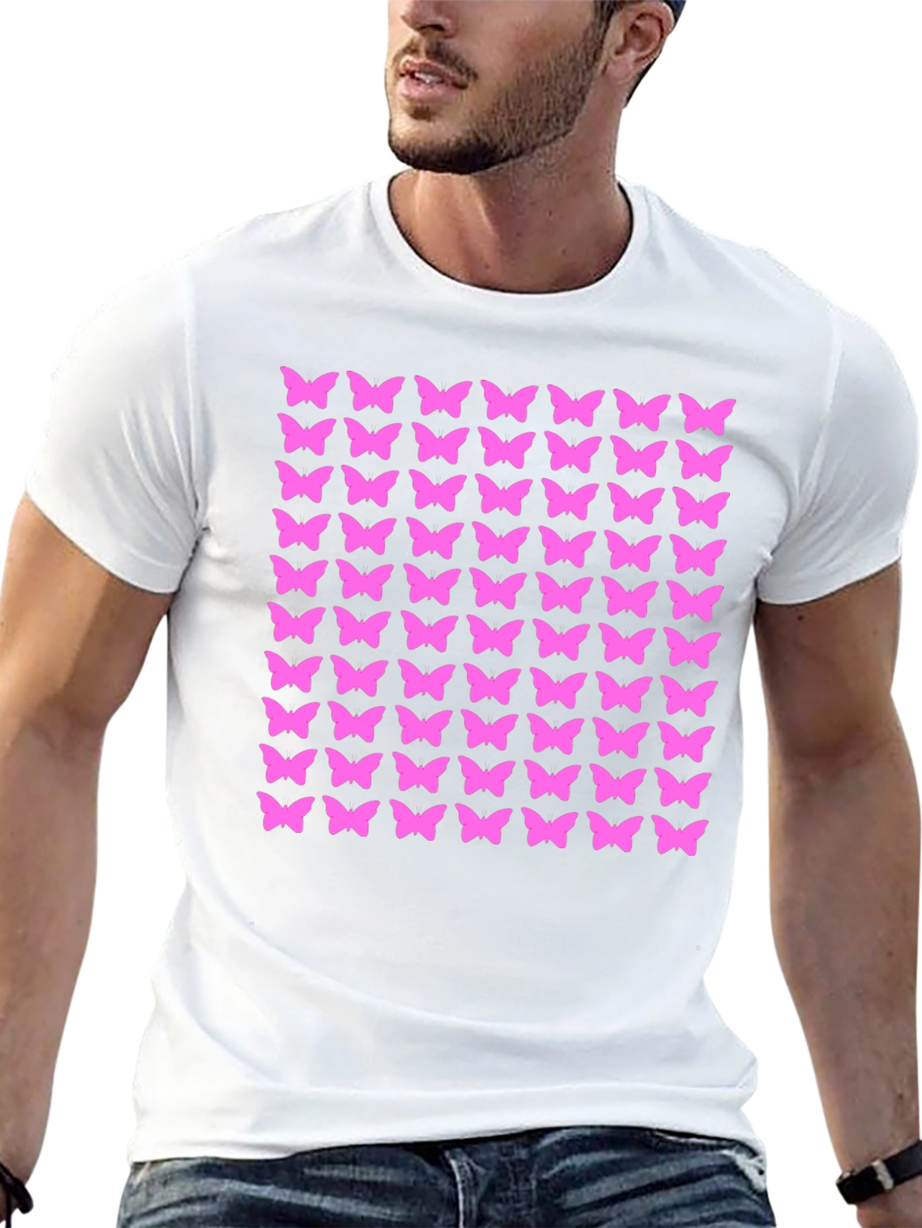 Butterfly Pattern Black T-Shirt
