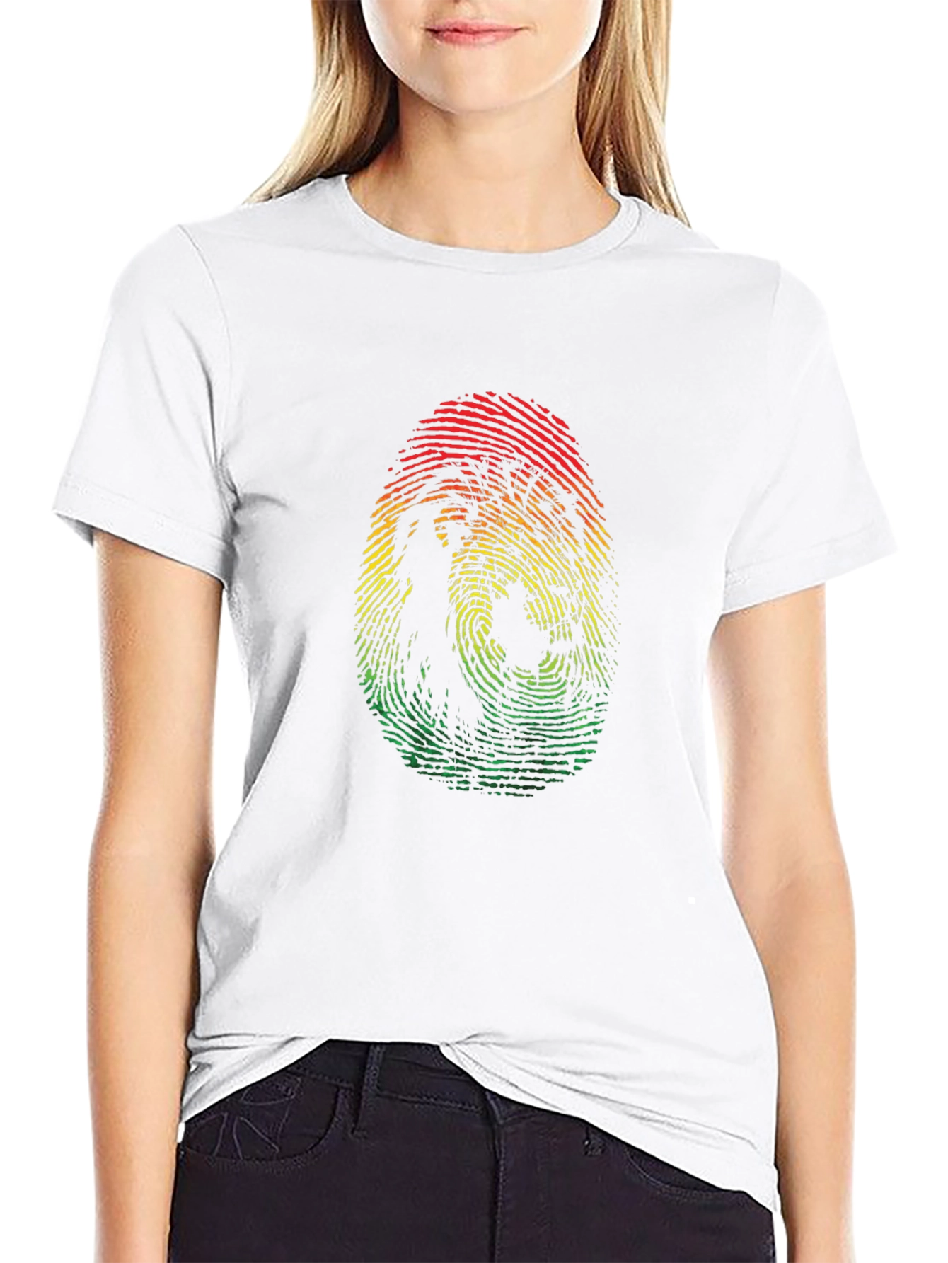 Rasta Fingerprint Graphic Tee - Black