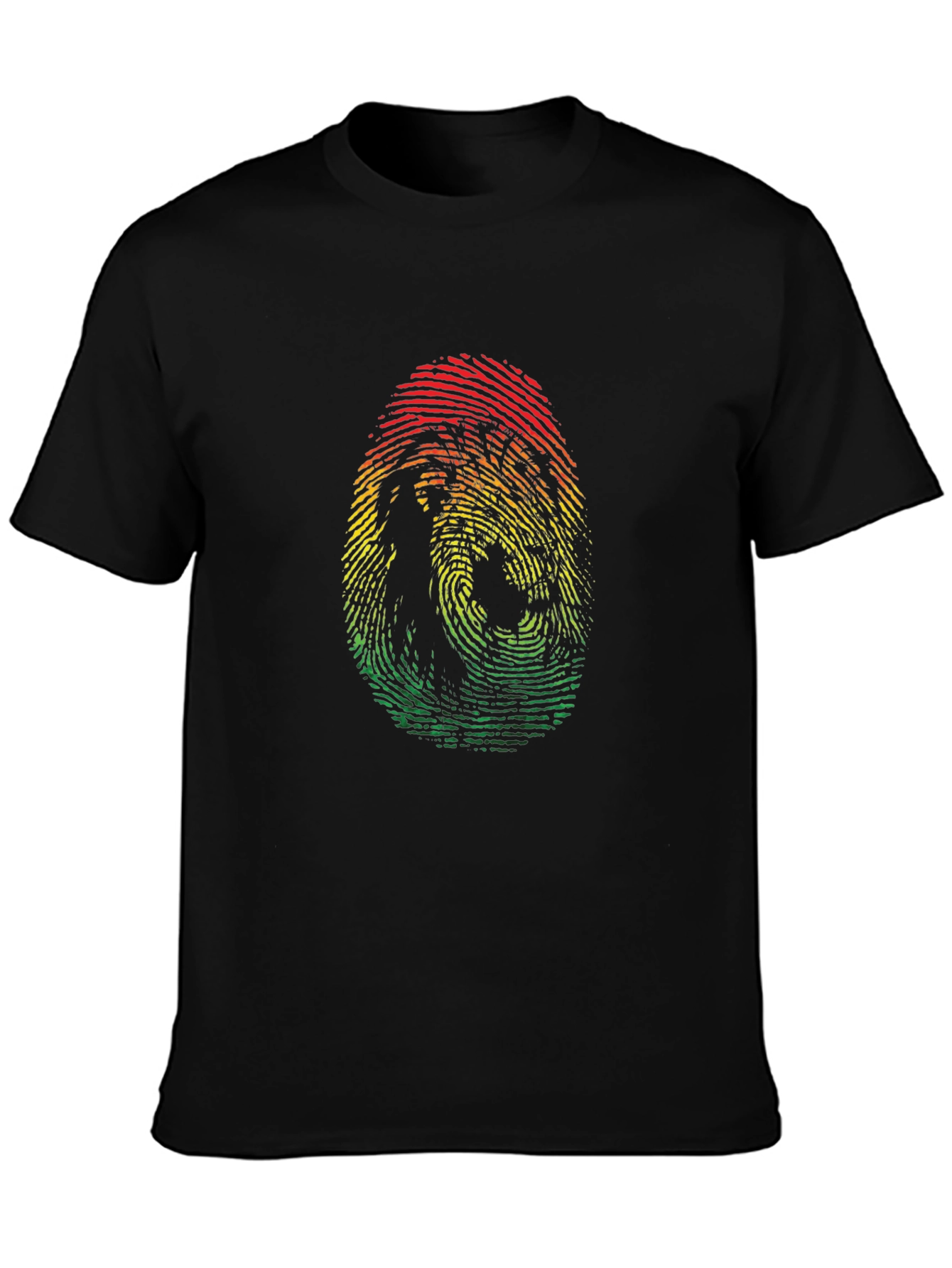 Rasta Fingerprint Graphic Tee - Black